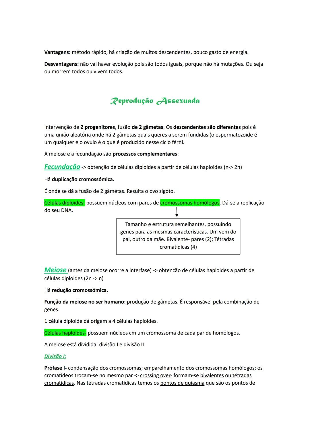 # Reprodução
Nos organismos unicelulares, a divisão da célula é a sua reprodução. Por exemplo, uma bactéria
reproduz-se, ou seja, vão haver