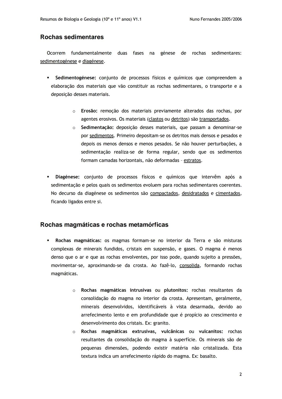 # -RESUMOS-
# BIOLOGIA E GEOLOGIA
10º E 11º Resumos de Biologia e Geologia (10° e 11° anos) V1.1
GEOLOGIA 10°
Nuno Fernandes 2005/2006
As
