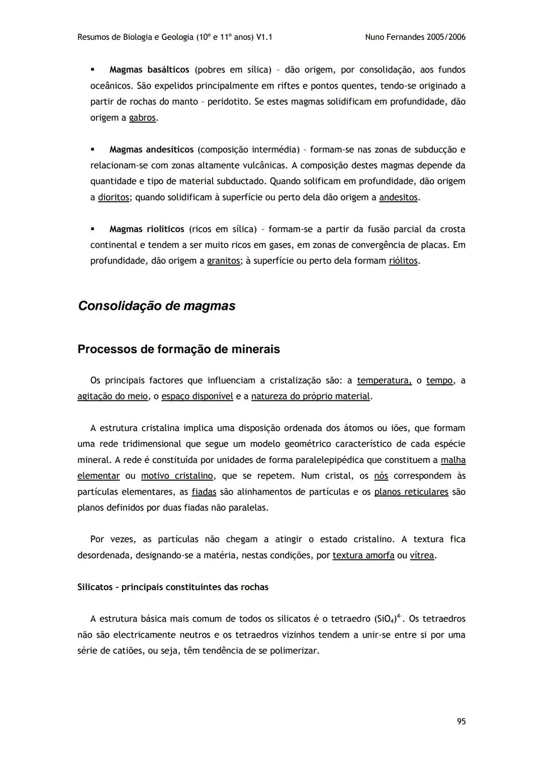 # -RESUMOS-
# BIOLOGIA E GEOLOGIA
10º E 11º Resumos de Biologia e Geologia (10° e 11° anos) V1.1
GEOLOGIA 10°
Nuno Fernandes 2005/2006
As