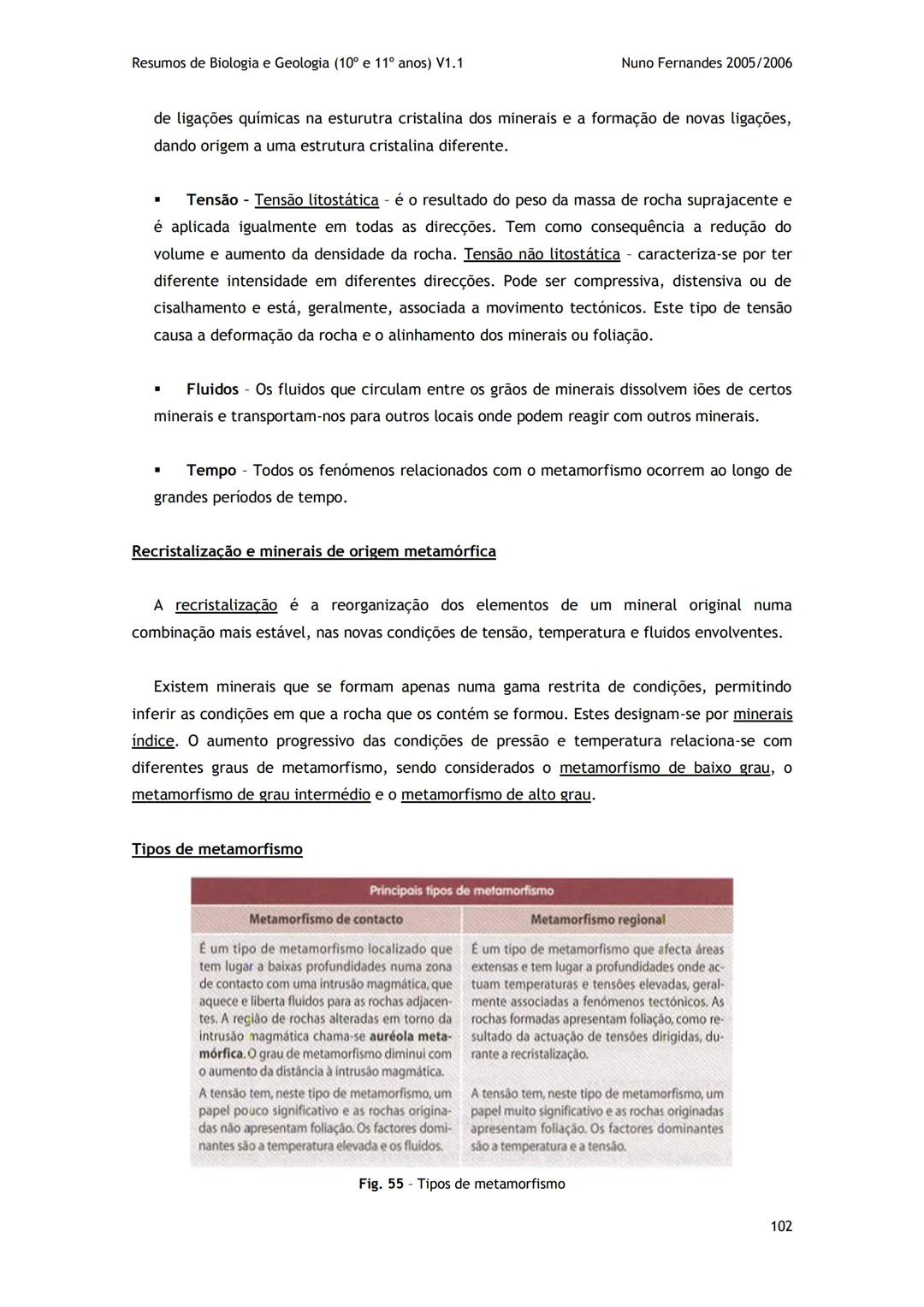 # -RESUMOS-
# BIOLOGIA E GEOLOGIA
10º E 11º Resumos de Biologia e Geologia (10° e 11° anos) V1.1
GEOLOGIA 10°
Nuno Fernandes 2005/2006
As