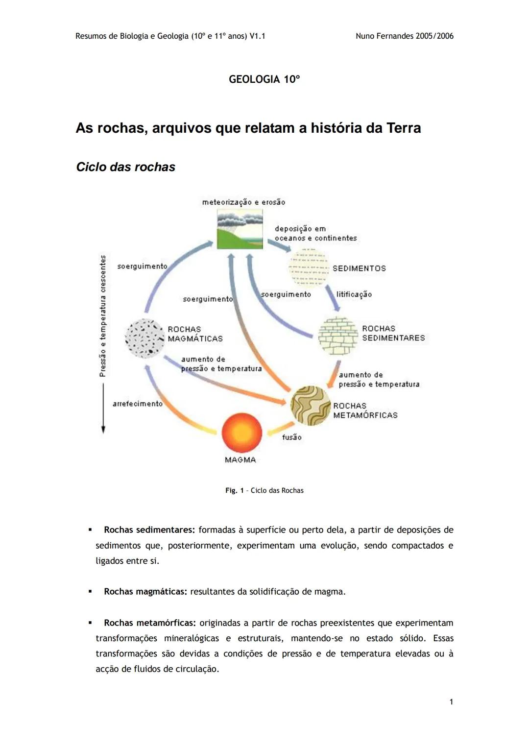 # -RESUMOS-
# BIOLOGIA E GEOLOGIA
10º E 11º Resumos de Biologia e Geologia (10° e 11° anos) V1.1
GEOLOGIA 10°
Nuno Fernandes 2005/2006
As