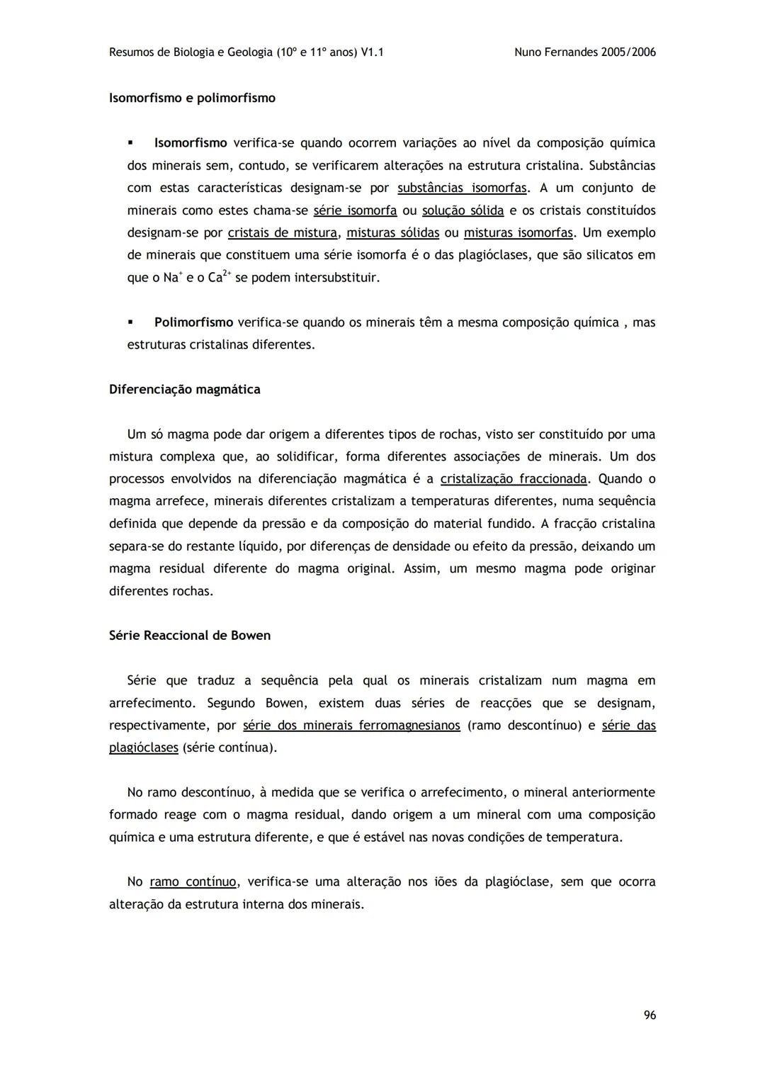# -RESUMOS-
# BIOLOGIA E GEOLOGIA
10º E 11º Resumos de Biologia e Geologia (10° e 11° anos) V1.1
GEOLOGIA 10°
Nuno Fernandes 2005/2006
As