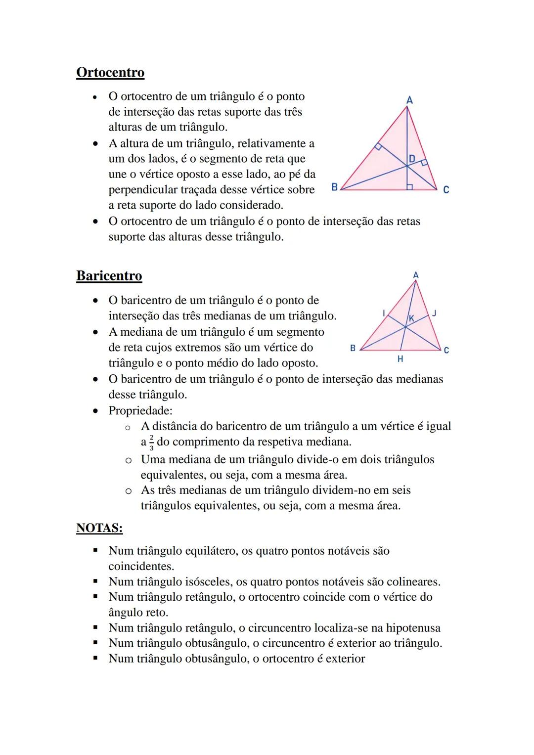 Geometria sintética no plano
Incentro
• O incentro de um triângulo é o ponto
de interseção das bissetrizes dos
ângulos internos do triângulo