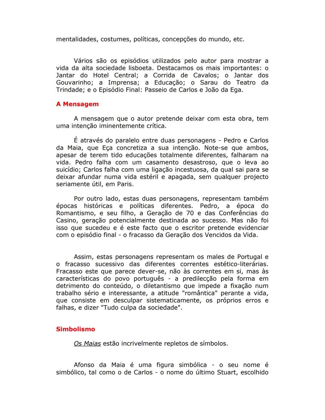 # ESCOLA SECUNDÁRIA C/EB DE LOUSADA
# Resumo da obra "Os Maias"
de Eça de Queirós
A acção de "Os Maias" passa-se em Lisboa, na segunda met