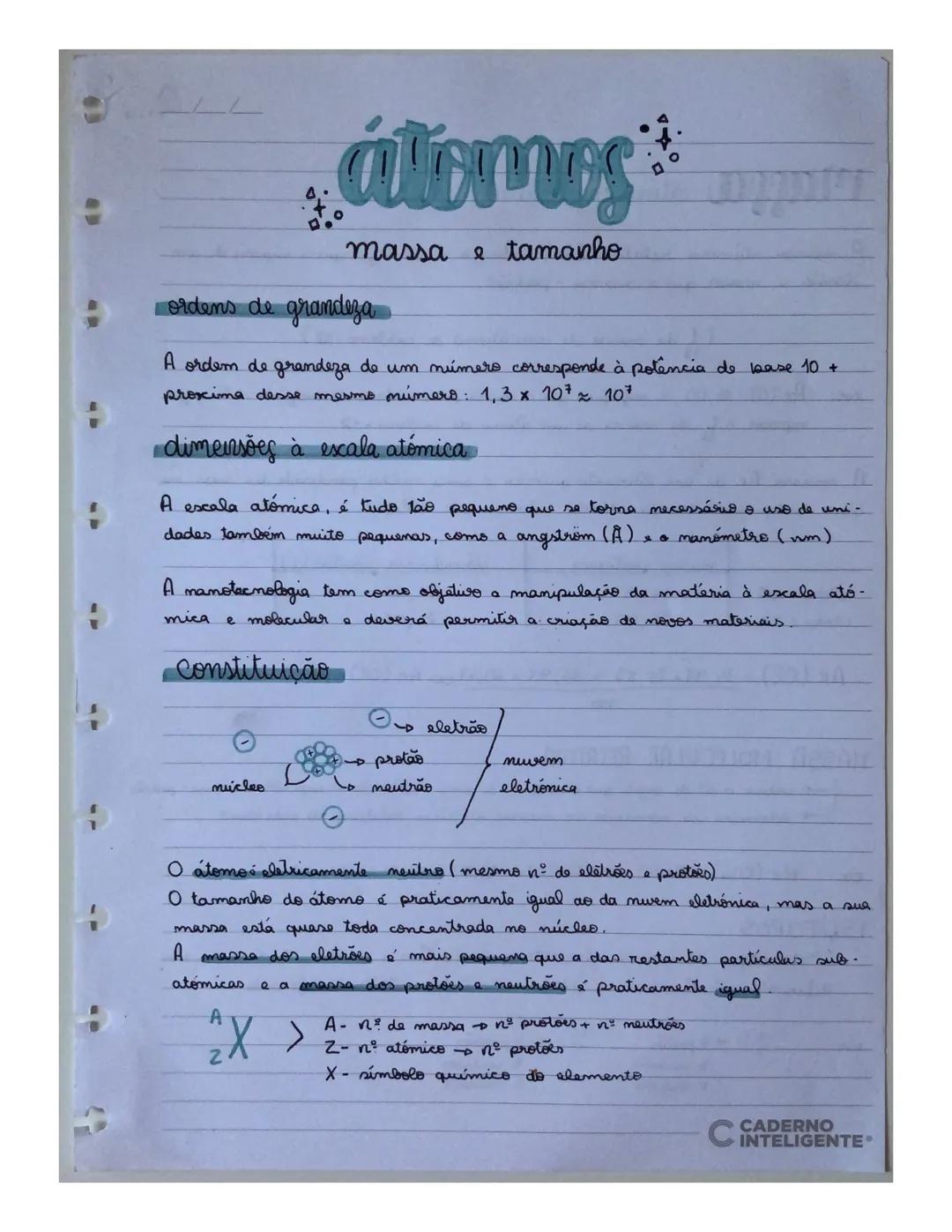 # átomos
massa e tamanho
ordens de grandeza
A ordem de grandeza de um número corresponde à potência de base 10 +
proxima desse mesmo núme