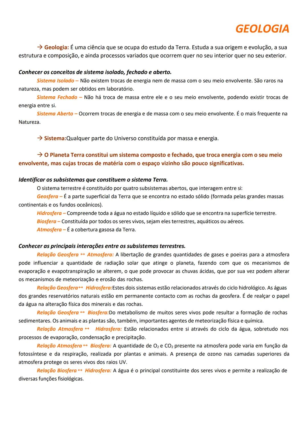 --- OCR Start ---
GEOLOGIA
→ Geologia: É uma ciência que se ocupa do estudo da Terra. Estuda a sua
estrutura e composição, e ainda processos