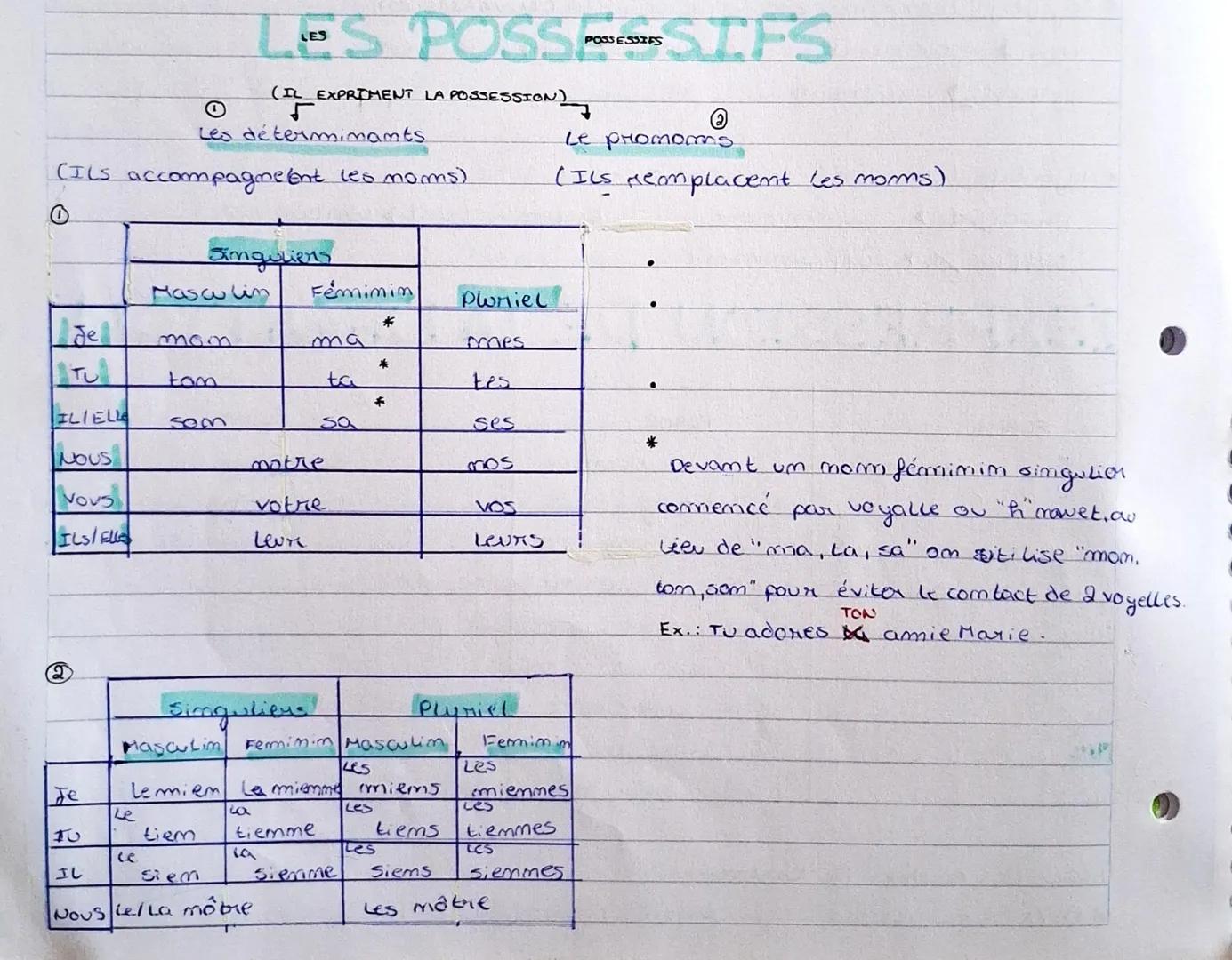 # LES POSSESSIFS
O
(IL EXPRIMENT LA POSSESSION)
7
@
Les déterminants.
CILS accompagnent les moms)
Le promoms
(Ils remplacent les moms)