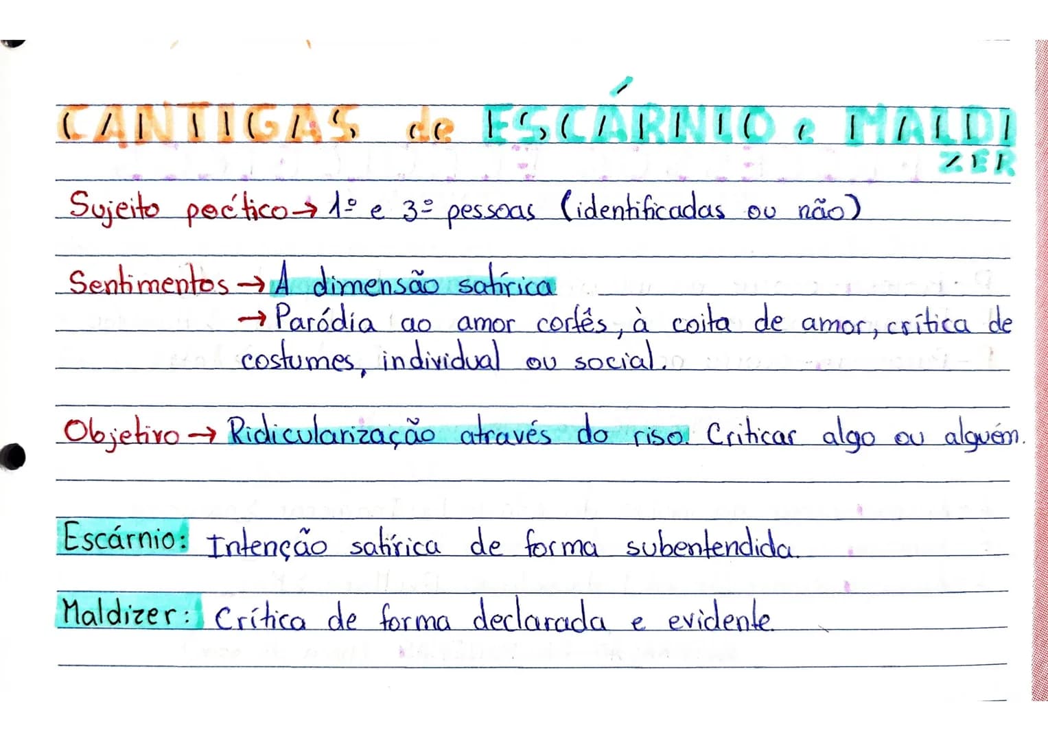 # CANTIGAS de ESCÁRNIO MALDI
Sujeito poético 1º e 3º pessoas (identificadas ou não)
Sentimentos A dimensão satírica
ao amor cortés, à coi