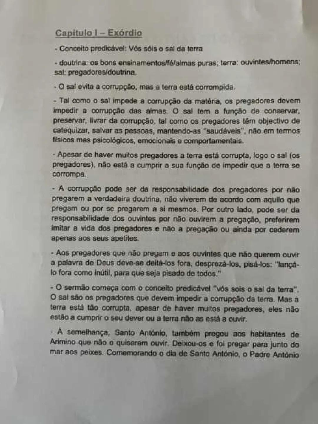 11 ano
SERMÃO DE SANTO ANTÓNIO AOS PEIXES
Sermão
- Discurso religiosos que se integra na chama oratória (arte de discursar
em público).
-Exo