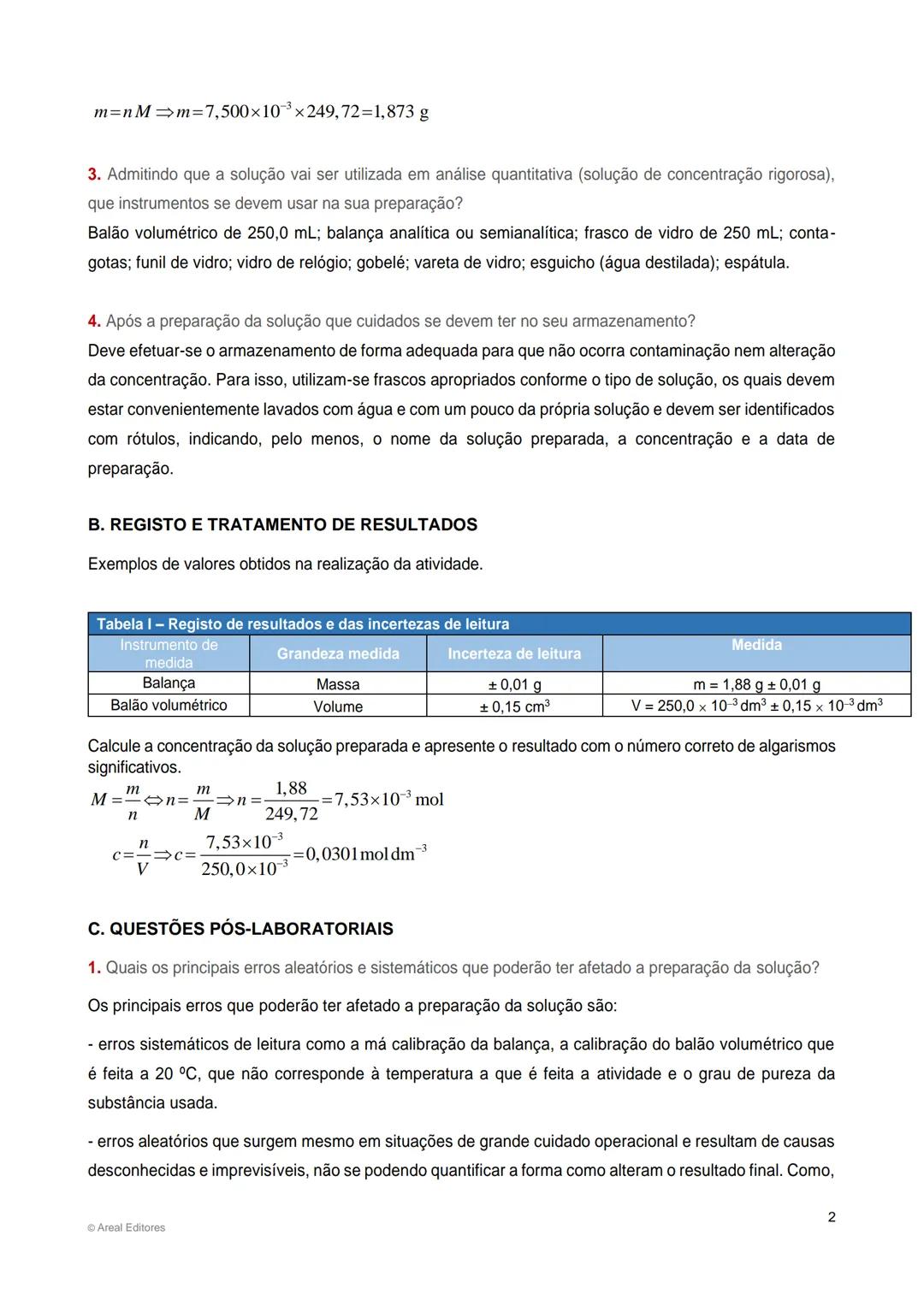 ATIVIDADE LABORATORIAL
Soluções a partir de solutos sólidos
APRENDIZAGENS ESSENCIAIS
Preparar soluções aquosas a partir de solutos sólidos e
