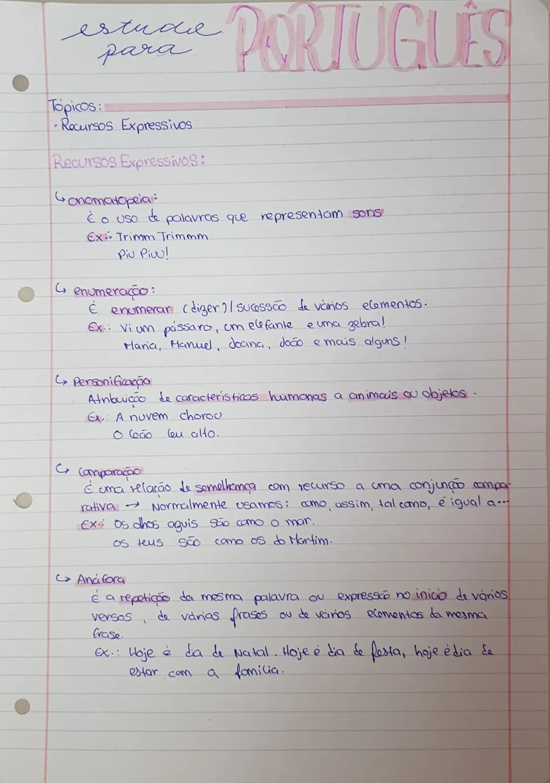 estude
para
# PORTUGUES
Tópicos:
- Recursos Expressivos
## Recursos Expressivos:
onomatopeia:
É o uso de palavros que representam sons
Ex Tr