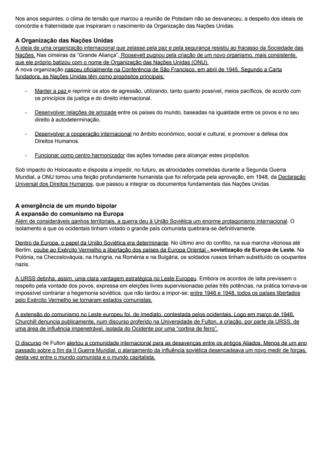 # Nascimento de uma nova ordem internacional:
A Segunda Guerra Mundial alterou de forma profunda o equilíbrio de forças nas relações interna