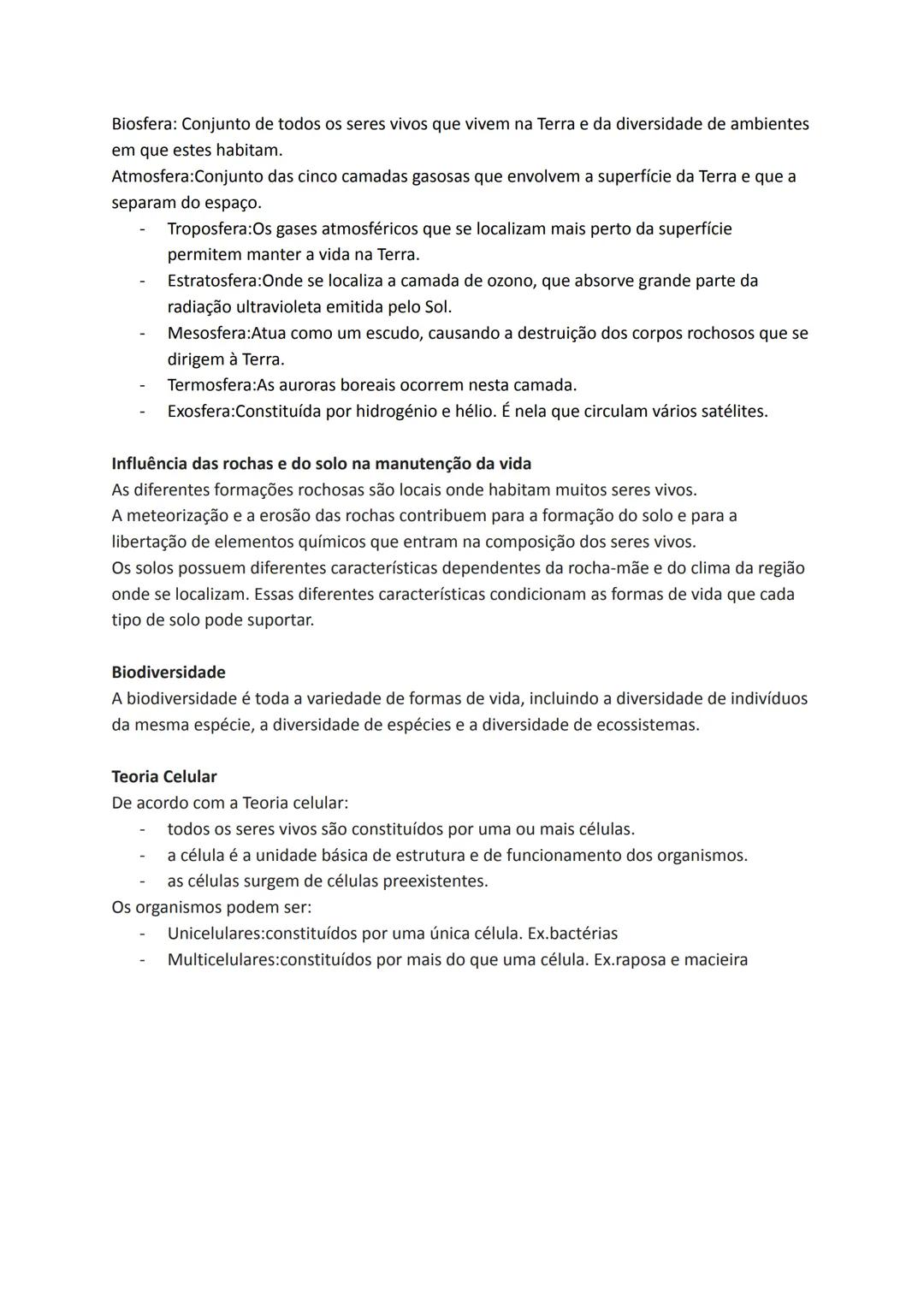 --- OCR Start ---
RESUMOS PARA CIÊNCIAS NATURAIS
Condições da Terra que permitem a existência de vida:
- A distância da Terra ao Sol contrib
