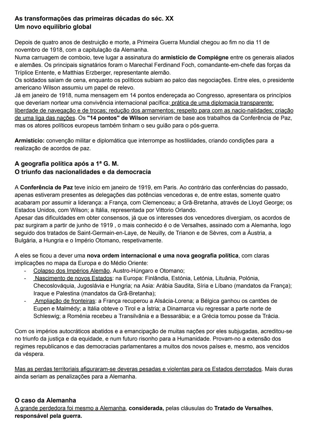 # A I Guerra Mundial - a rutura no panorama político europeu e mundial
No século XIX, em virtude do processo de industrialização e desenvol