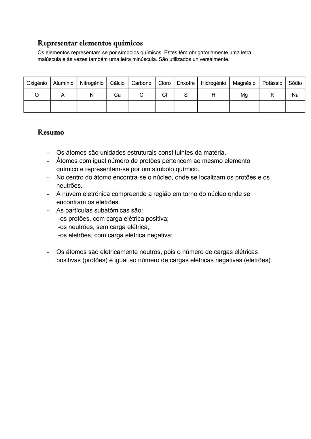 # Resumos para o teste de Físico-química
Outubro 2023
## Constituição da matéria
A matéria é constituída por partículas extremamente pequen