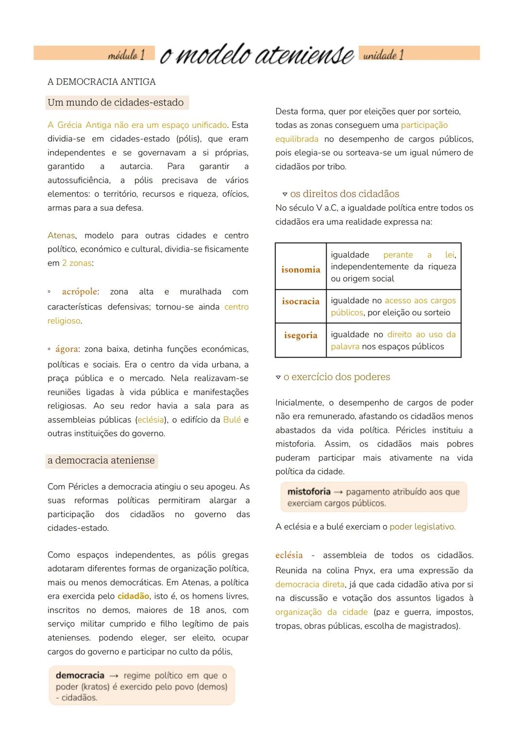 # módulo 1 o modelo ateniense unidade 1
# A DEMOCRACIA ANTIGA
## Um mundo de cidades-estado
A Grécia Antiga não era um espaço unificado.