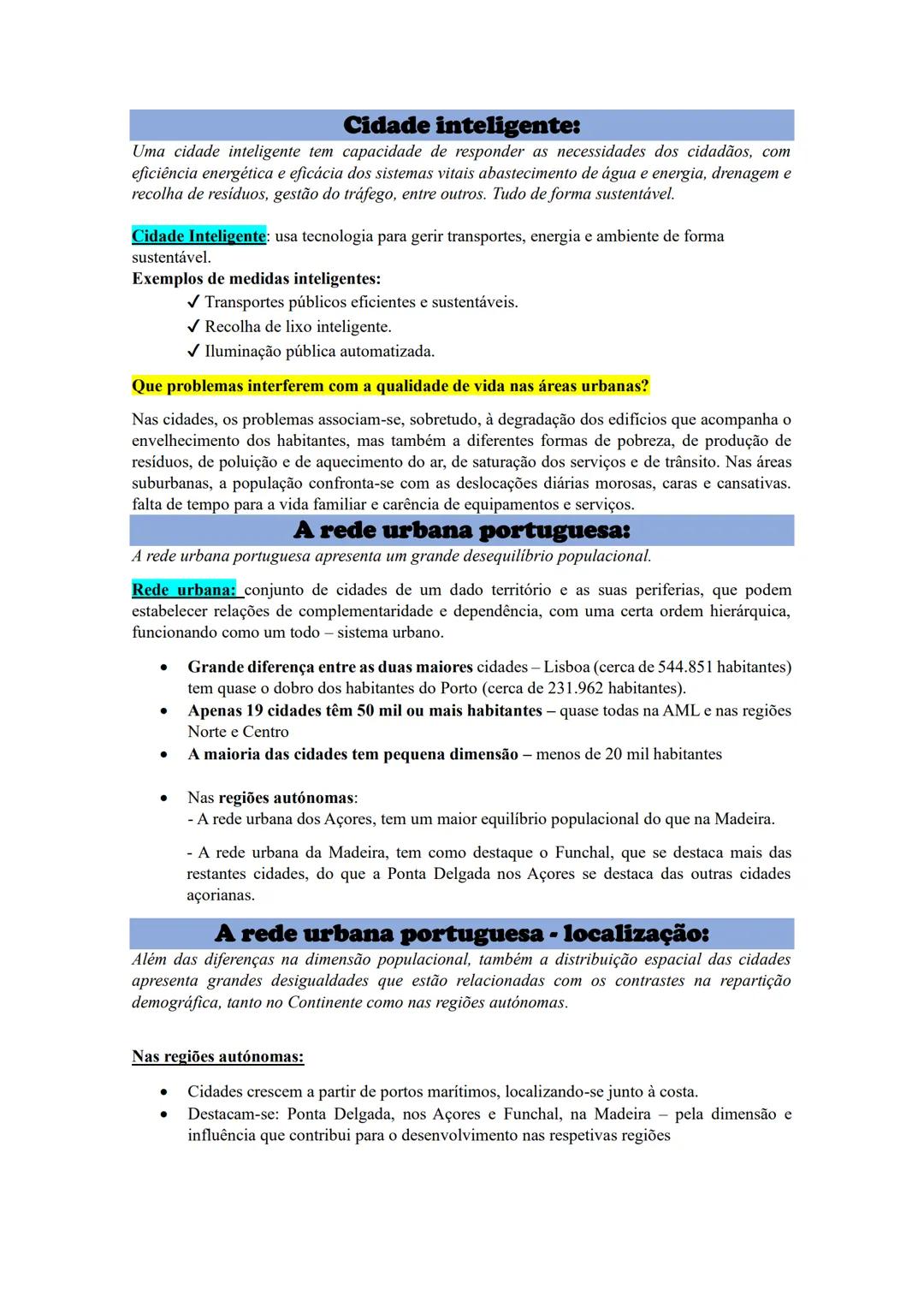 # A qualidade de vida urbana:
A qualidade de vida urbana, depende da capacidade de resposta às necessidades da população,
tais como:
* S
