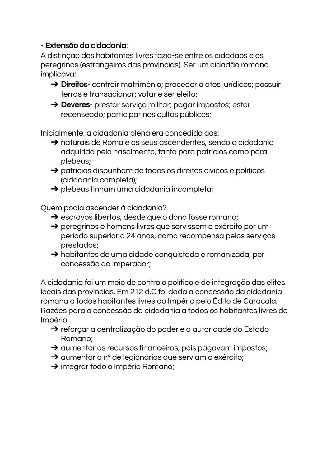 10° ano:
Raízes mediterrânicas da civilização europeia - cidade, cidadania e
império na Antiguidade Clássica
Modelo Romano:
- A 753 a.C é f