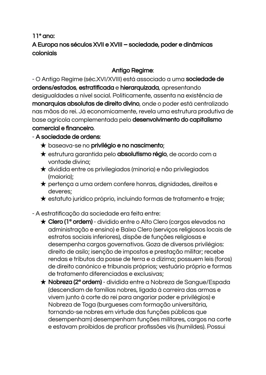 resumos exame 11° ano História A