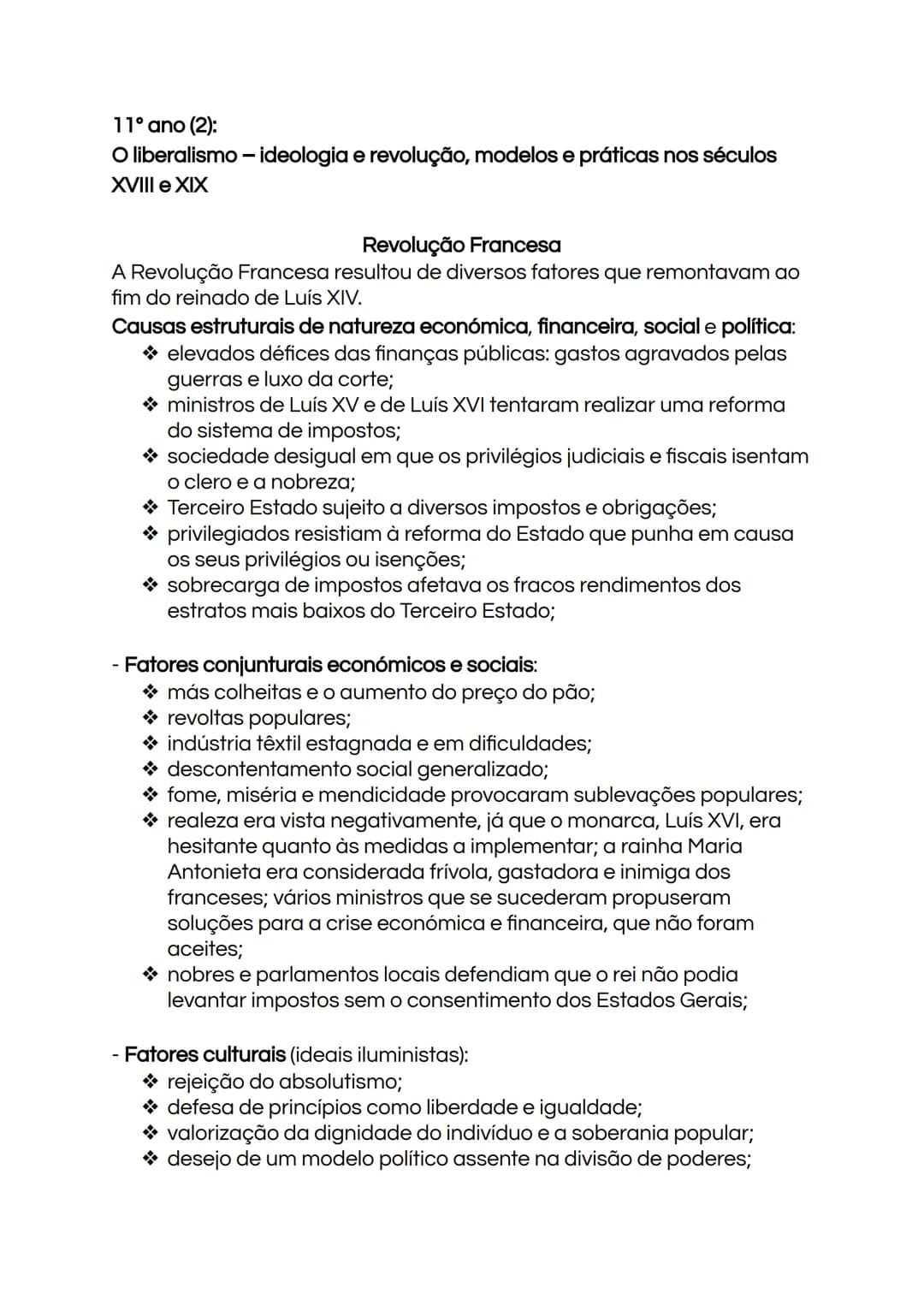11° ano (2):
O liberalismo - ideologia e revolução, modelos e práticas nos séculos
XVIII e XIX
Revolução Francesa
A Revolução Francesa re