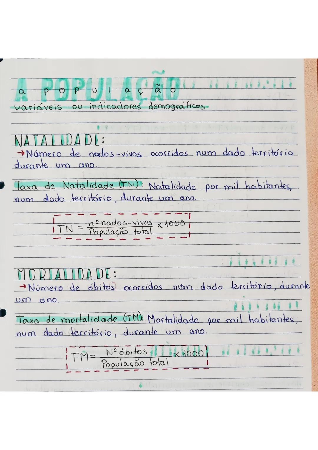 # A POPULAÇÃO
variáveis ou indicadores demográficos
NATALIDADE:
→Número de nados-vivos ocorridos num dado território
durante um ano.
Tax