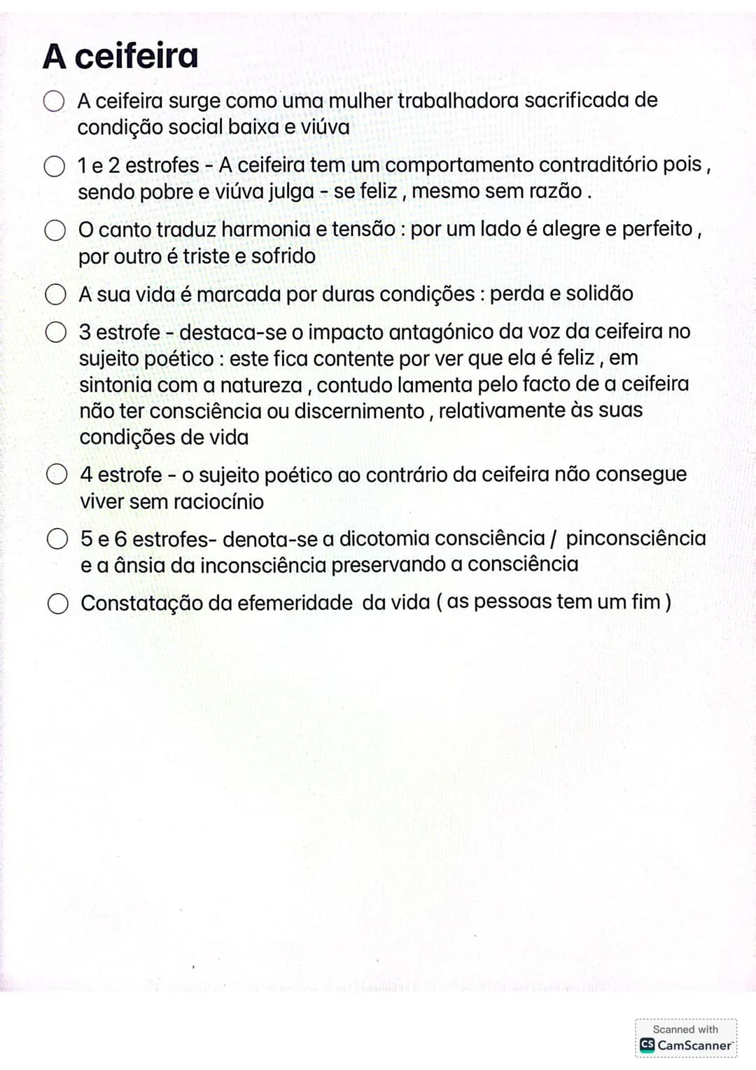 # A ceifeira
A ceifeira surge como uma mulher trabalhadora sacrificada de
condição social baixa e viúva
1 e 2 estrofes - A ceifeira tem um
