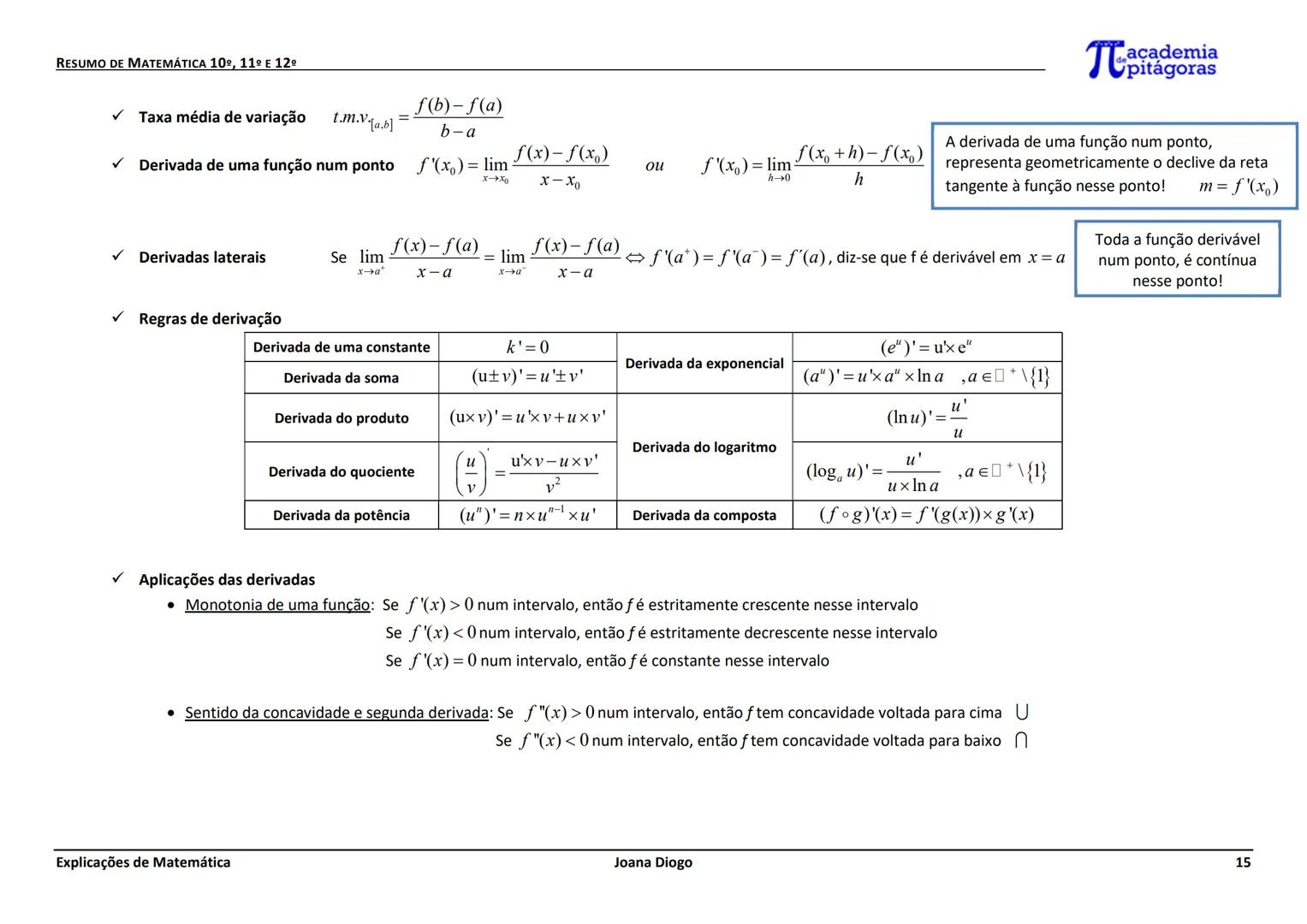 RESUMO DE MATEMÁTICA 10º, 11º E 12º
GEOMETRIA
| Plano (R2) |