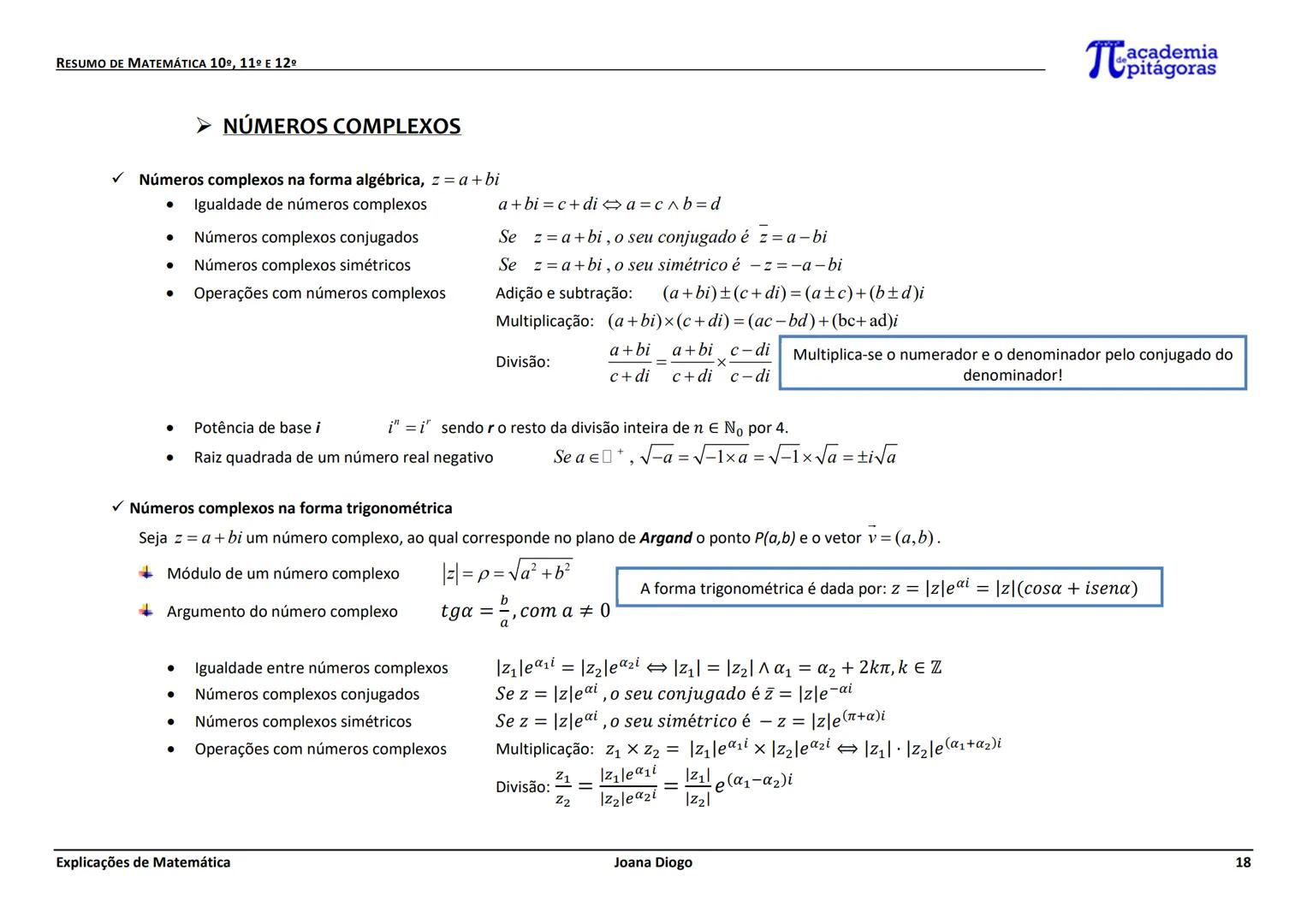 RESUMO DE MATEMÁTICA 10º, 11º E 12º
GEOMETRIA
| Plano (R2) |