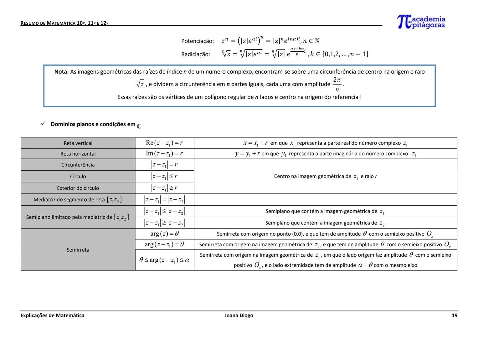 RESUMO DE MATEMÁTICA 10º, 11º E 12º
GEOMETRIA
| Plano (R2) |