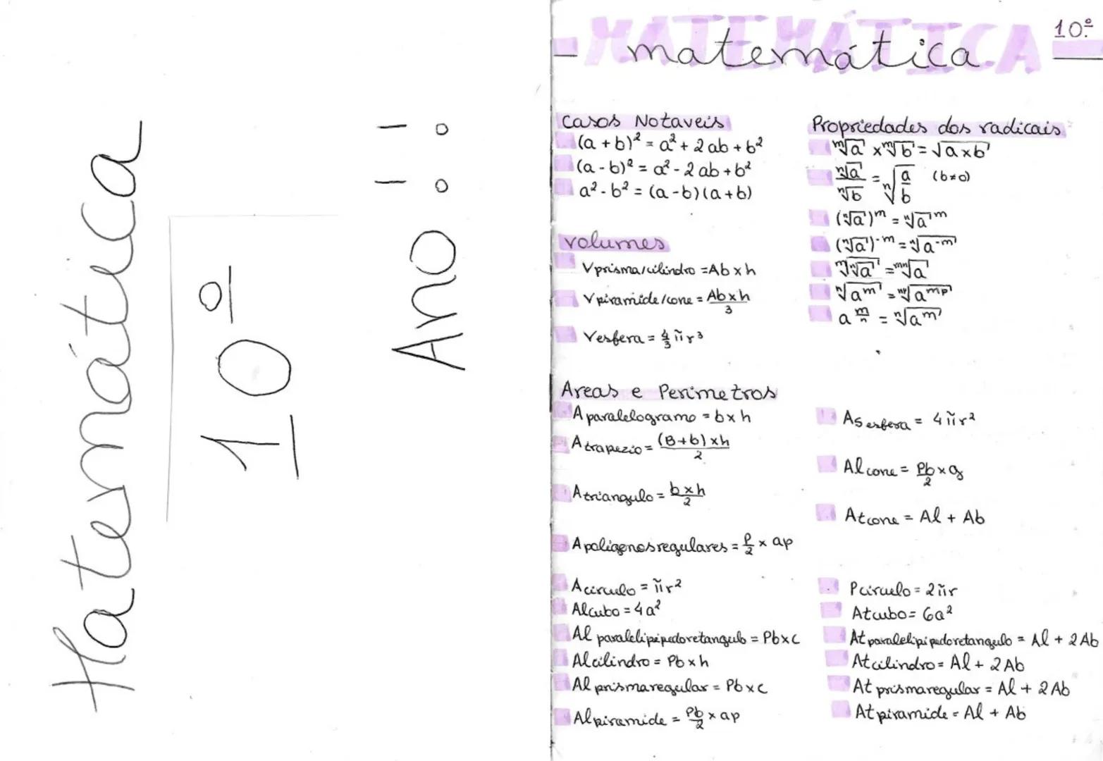 Hatemática
10°
Ano!!
-matemática. A 10°
Casos Notaveis
$(a+b)^2$= $a^2$ + 2ab + $6^2$
$(a-b)^2$= $a^2$-2ab+$b^2$
$a^2$-$b^2$= (a-b)(a+b)
v
