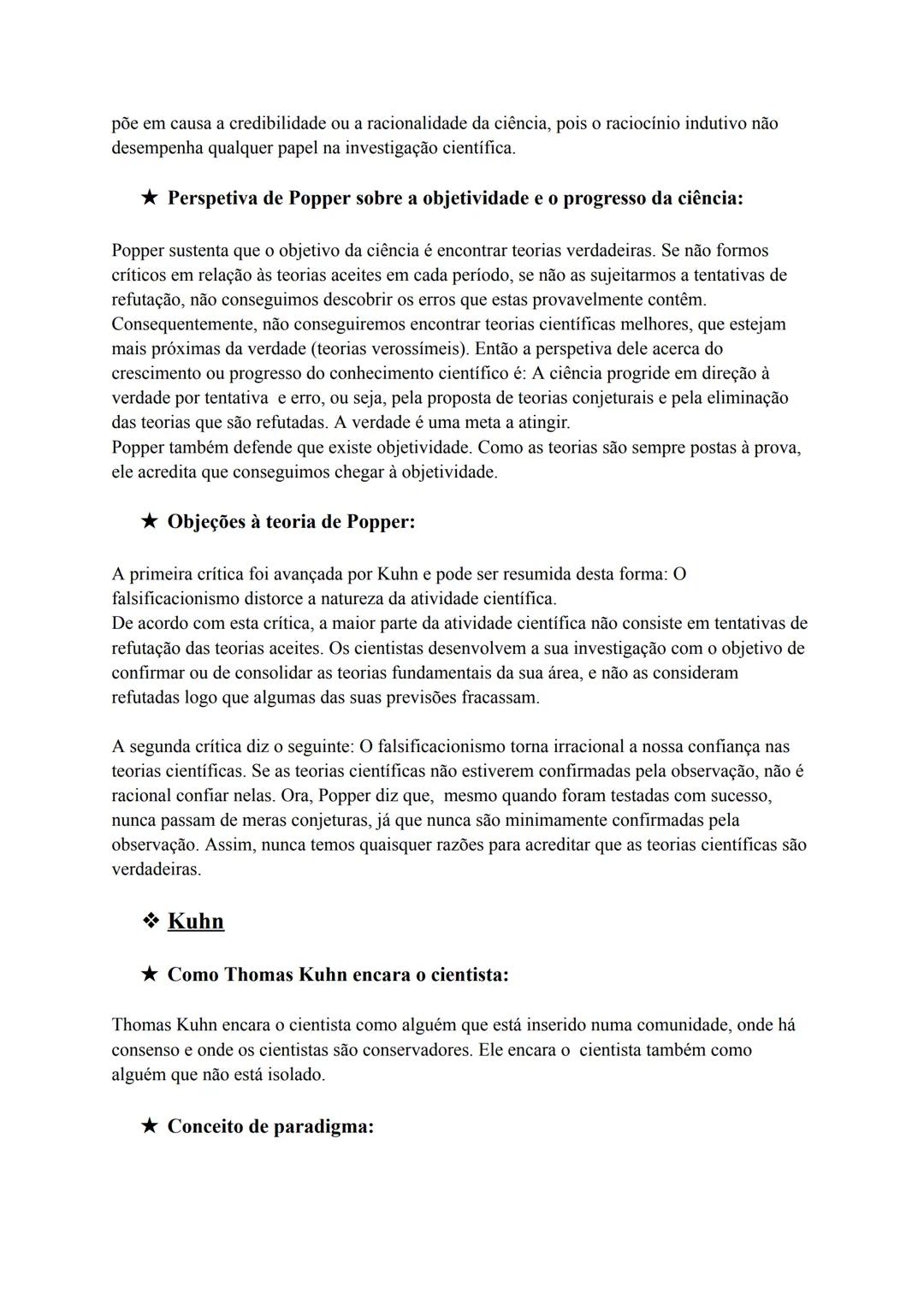 # Popper e Kuhn- Teste de Filosofia (22 de março de 2024)
Popper vai propor outro método, contrariando Hume- o método hipotético- dedutivo