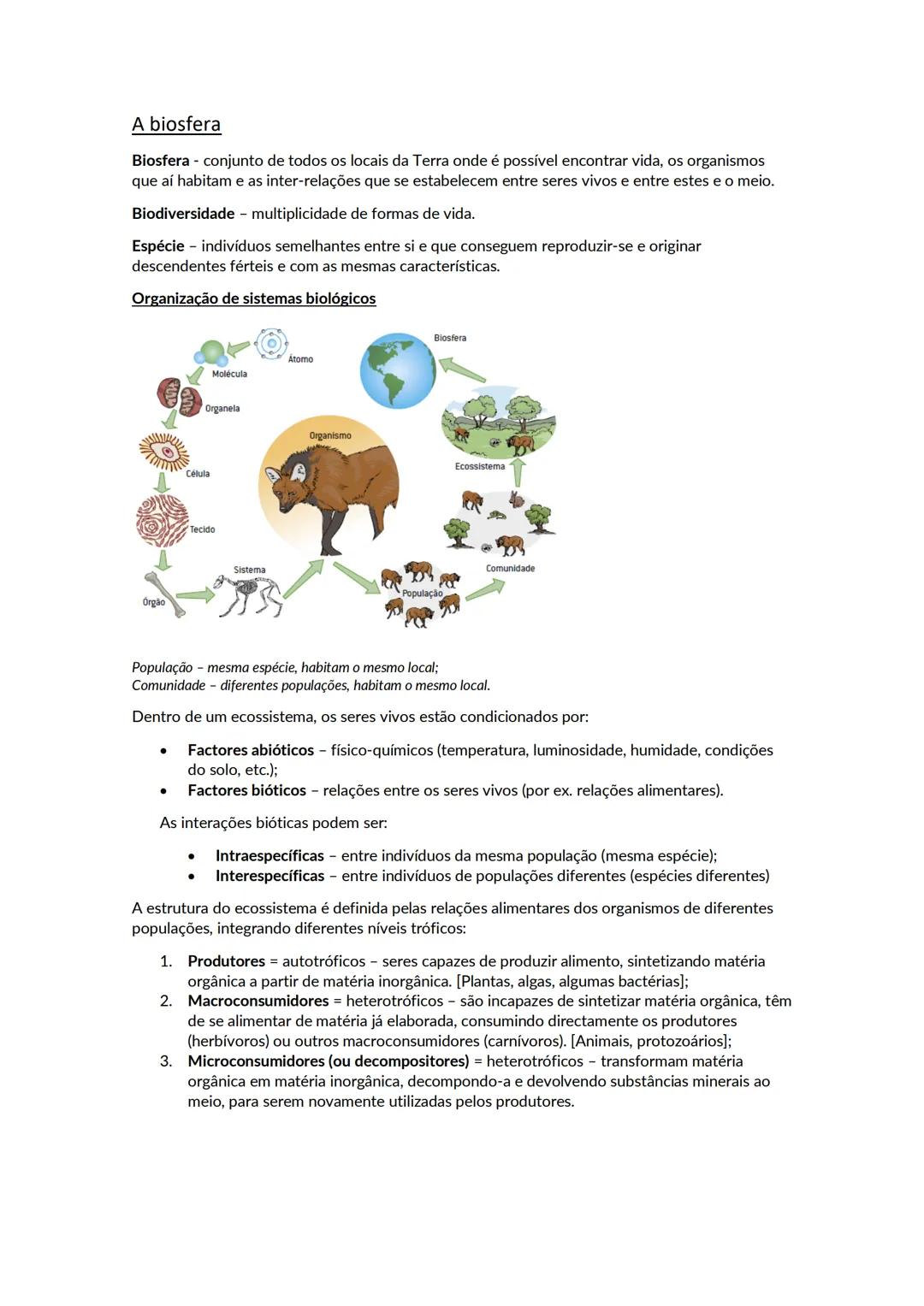 # A biosfera
Biosfera - conjunto de todos os locais da Terra onde é possível encontrar vida, os organismos que ai habitam e as inter-relaçõ