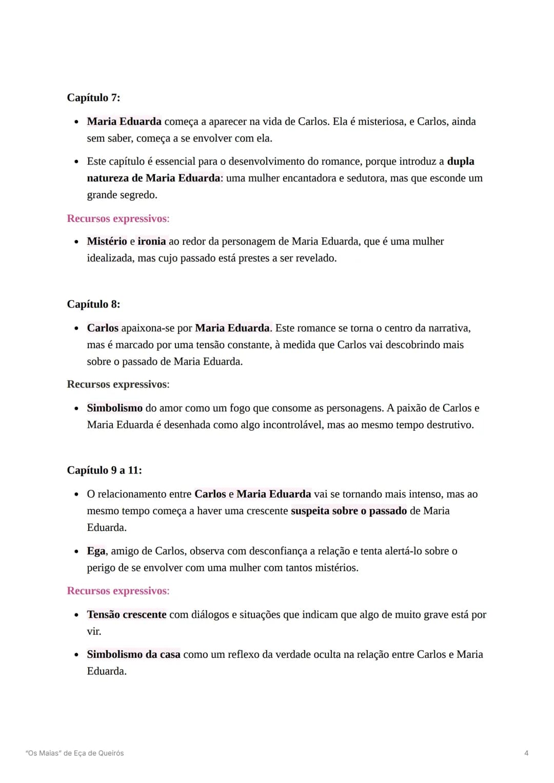 # “Os Maias” de Eça de Queirós
Estrutura da obra:
A obra está dividida em 18 capítulos, cada um focando em um ciclo da vida de Carlos da
M