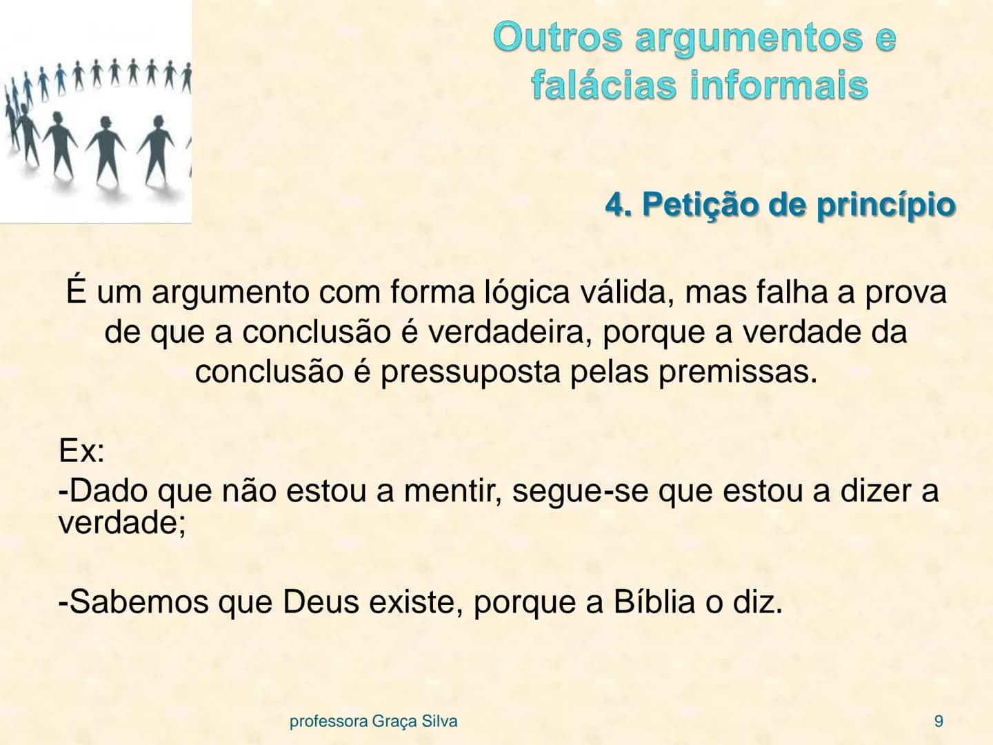 # Argumentos não dedutivos
e falácias informais
Uma falácia é um argumento que parece cogente mas
não é. Pode ser falacioso por três razões