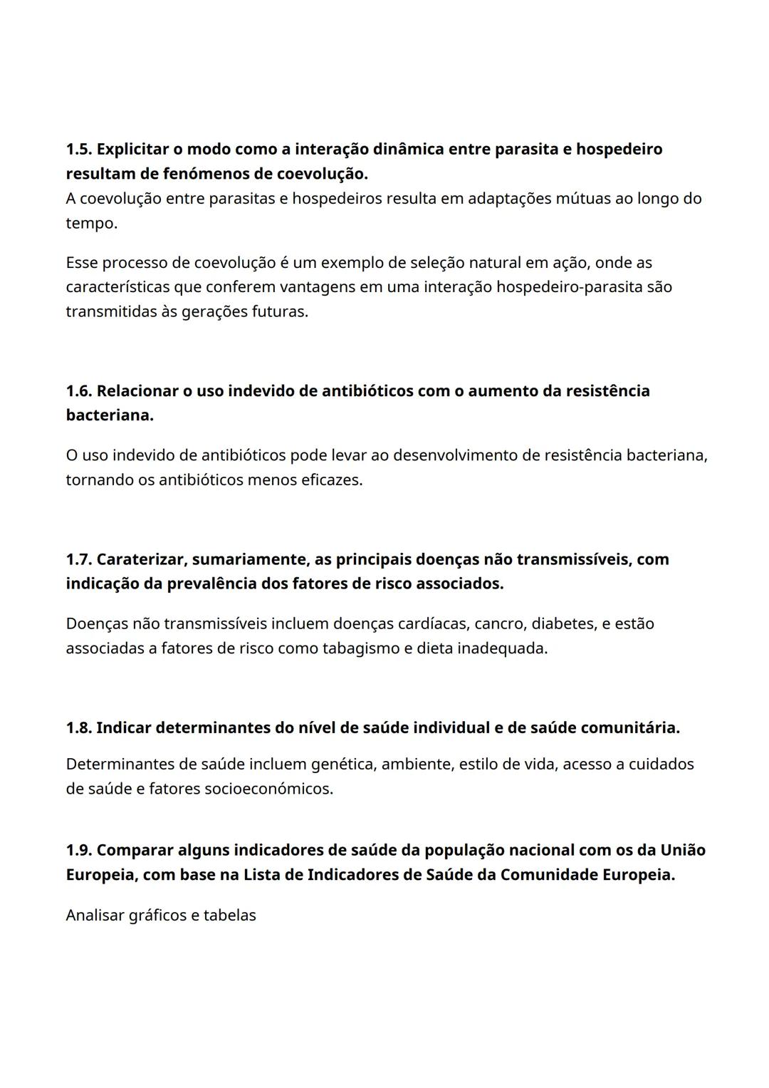 # Conteúdos para o teste de Ciências
Subdomínio: Saúde Individual e Comunitária
1. Compreender a importância da saúde individual e comunit