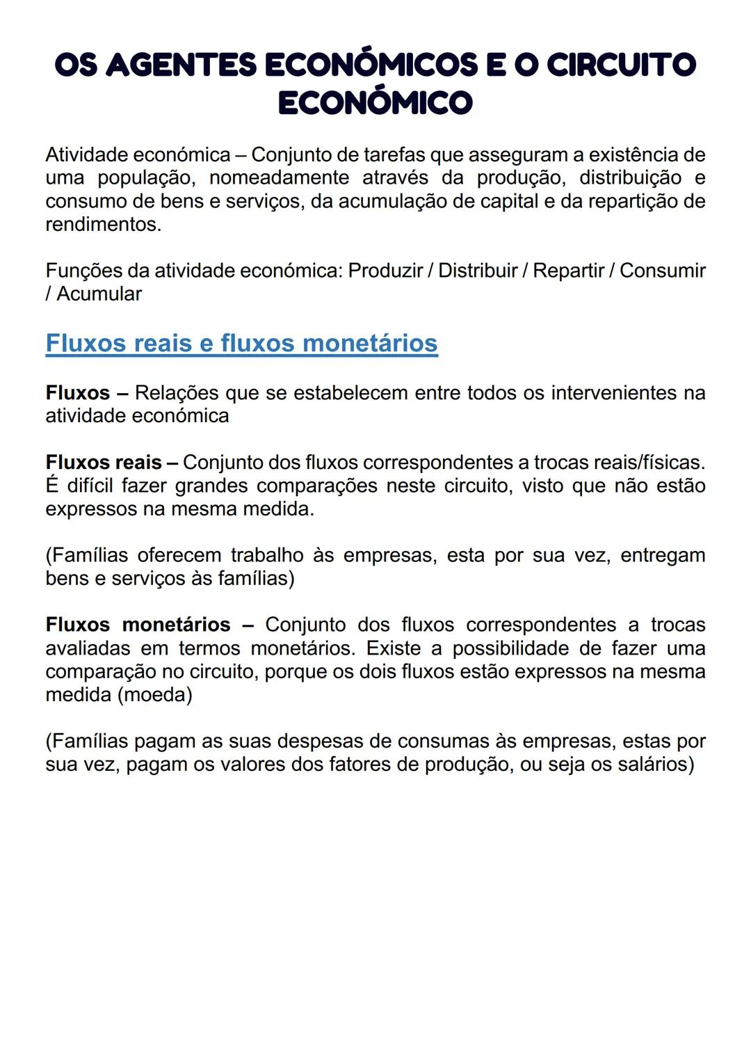 OS AGENTES ECONÓMICOS E O CIRCUITOECONÓMICO