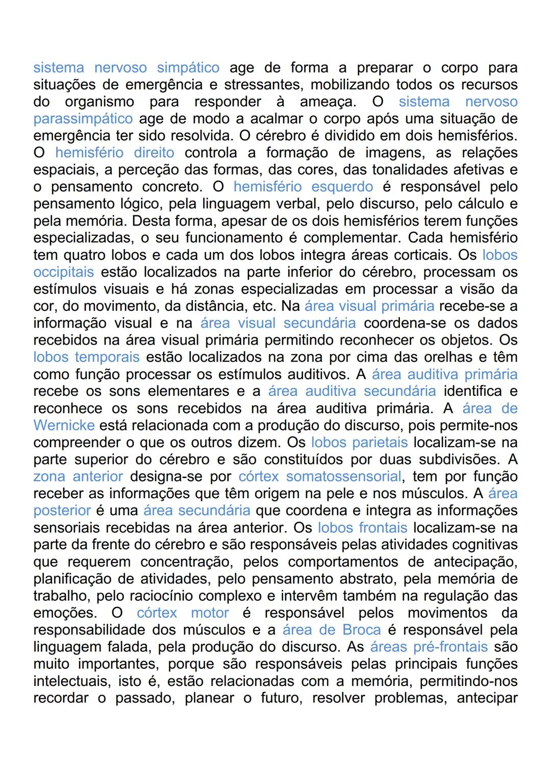 # CÉREBRO
Elementos estruturais e funcionais do sistema
nervoso:
Os mecanismos de receção ou recetores são os órgãos dos sentidos
(visão,