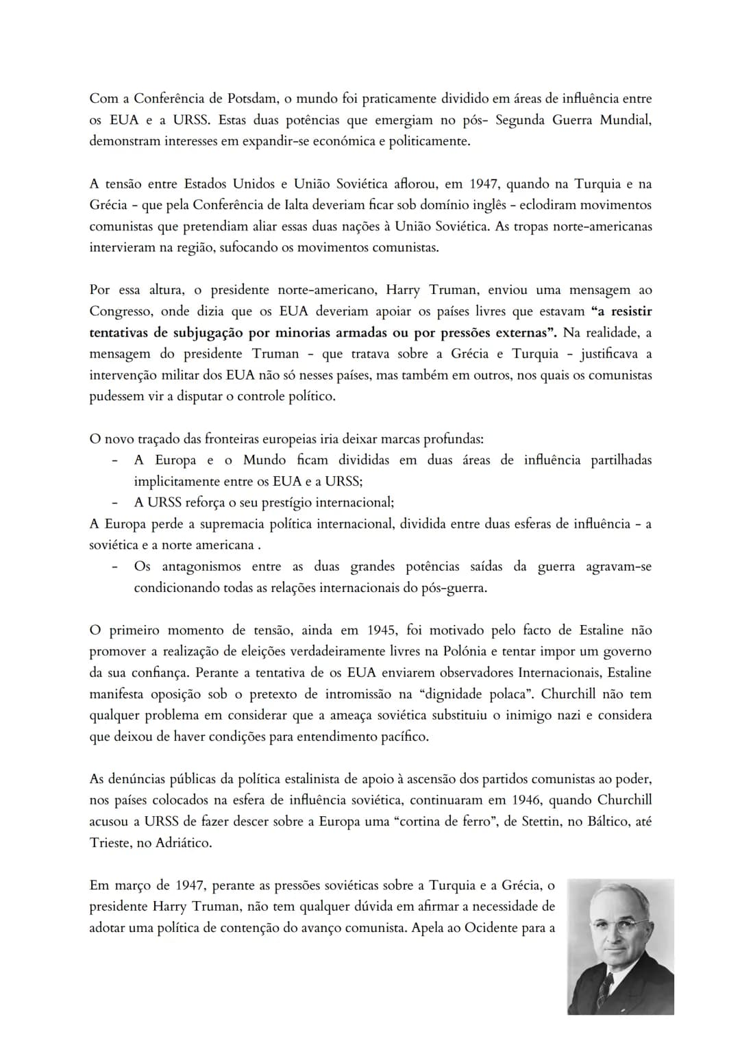 # Da 2ª Guerra Mundial à Guerra fria
Nascimento e afirmação de um novo quadro geopolítico
Quando a 2ª Guerra Mundial termina, o equilíbrio