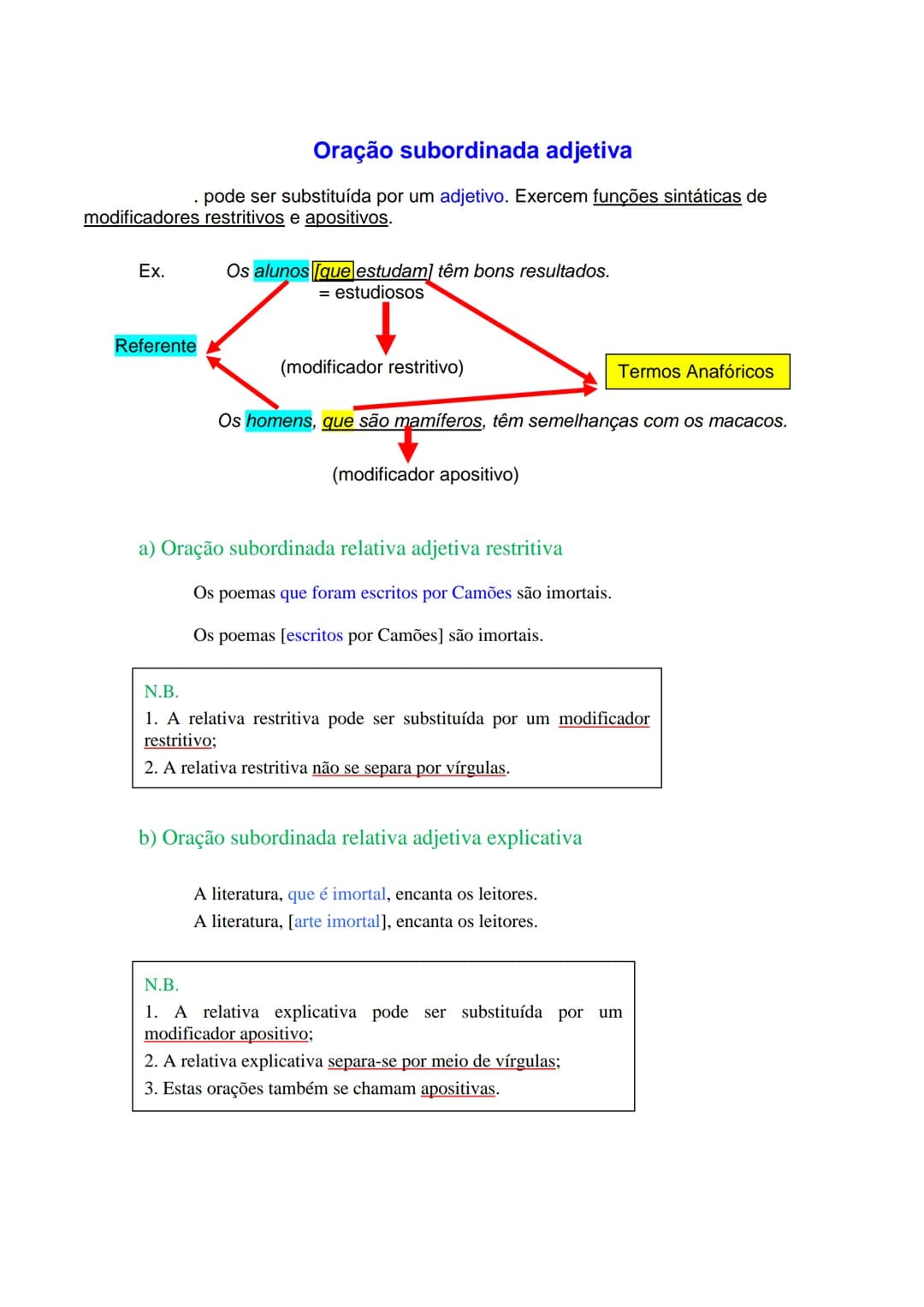 # Orações Coordenadas
a) Orações coordenadas copulativas (valor aditivo)
Ex: Levantou-se e saiu.
Deus quer, o homem sonha, a obra nasce.