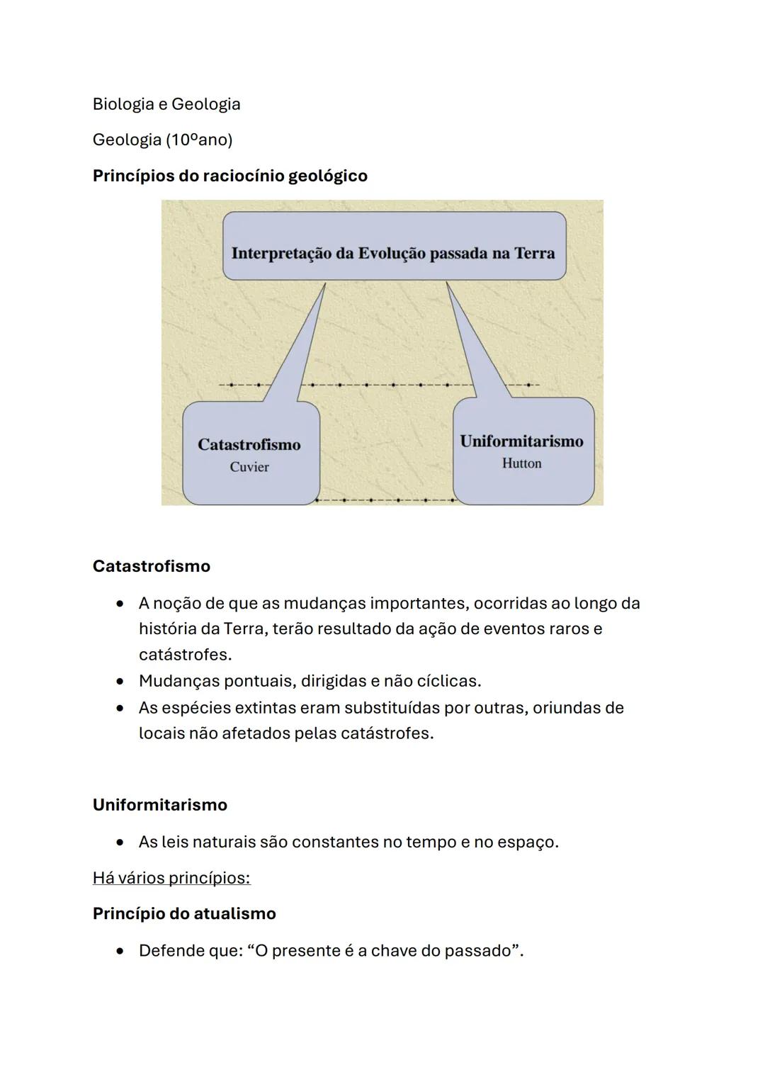Biologia e Geologia
Geologia (10°ano)
Princípios do raciocínio geológico
Interpretação da Evolução passada na Terra
Catastrofismo
Cuvier