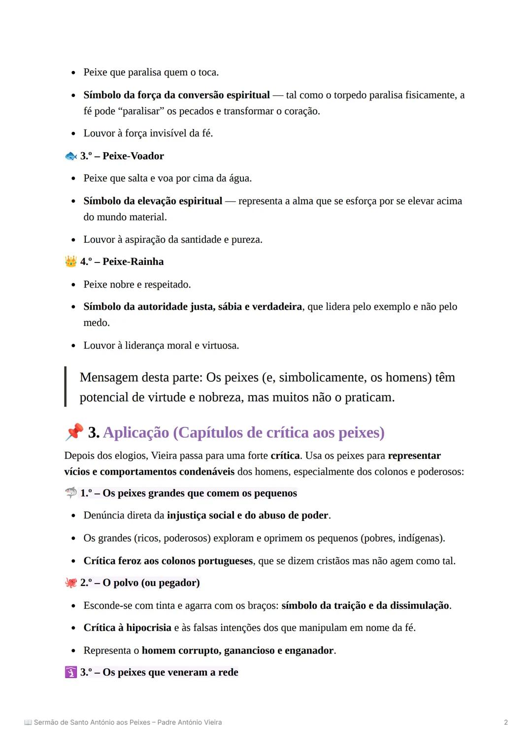# Sermão de Santo António aos
Peixes - Padre António Vieira
1 2
3 4 # Estrutura geral do sermão
O sermão está dividido em quatro grandes pa