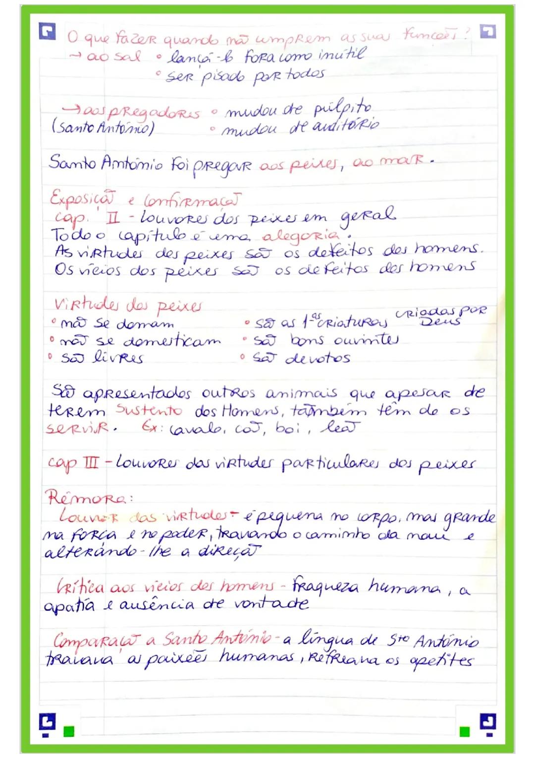 # Português - Resumos
11° Amo
Sermat de Santo António aos Peixer
Estrutura
* Exordio (cap. I) - Introduça
* 2 Exposiça e Confirmaça