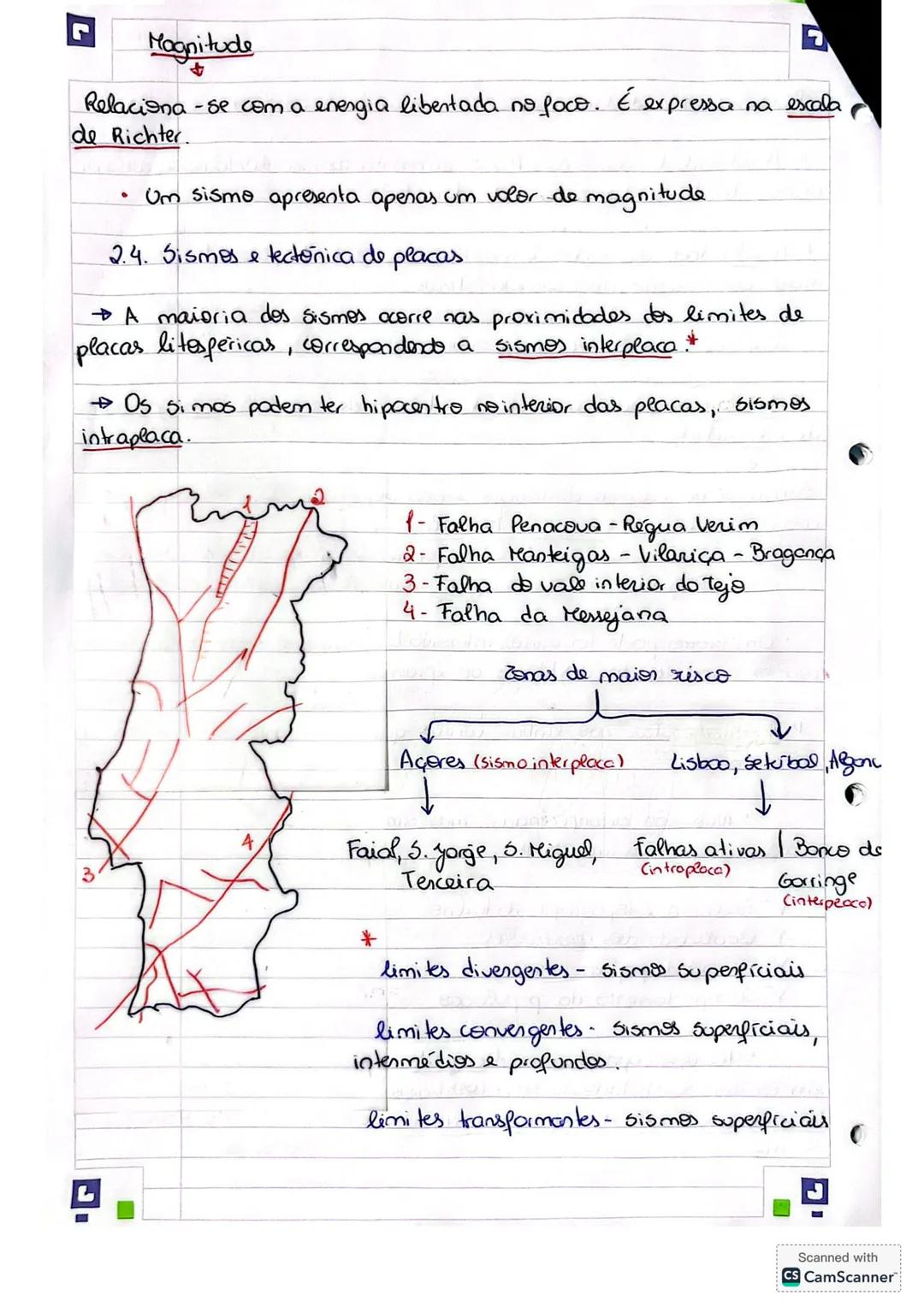 Biologia 10° ano 3º teste 202412025
Sismologia
2.1. Origem des sismes.
Os sismes, eu tremores de terra, são o xesultado de uma libentação