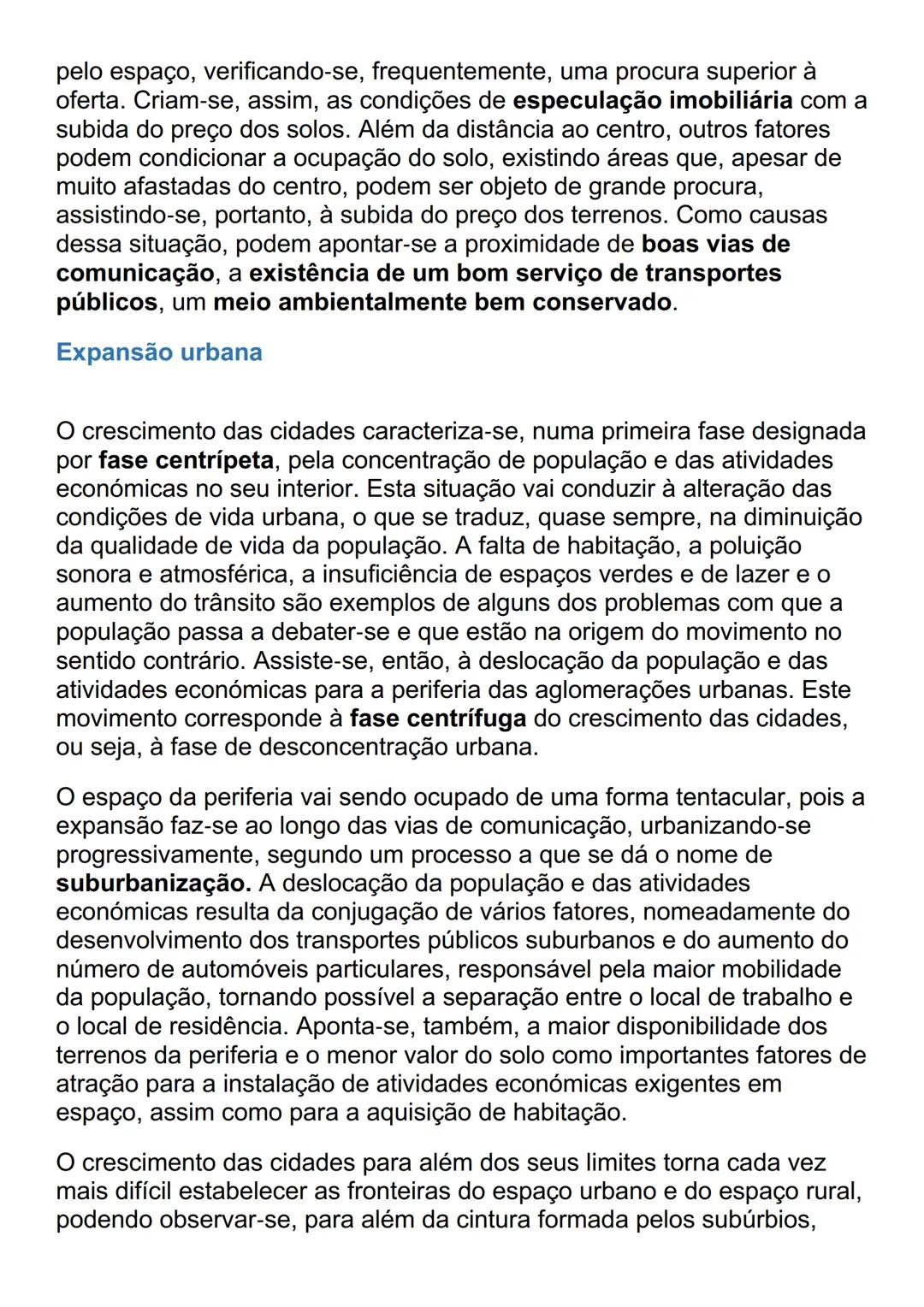 # AS ÁREAS URBANAS: DINÂMICAS
## INTERNAS
Espaço urbano e espaço rural
Espaço urbano: espaço de grande concentração populacional e
constru