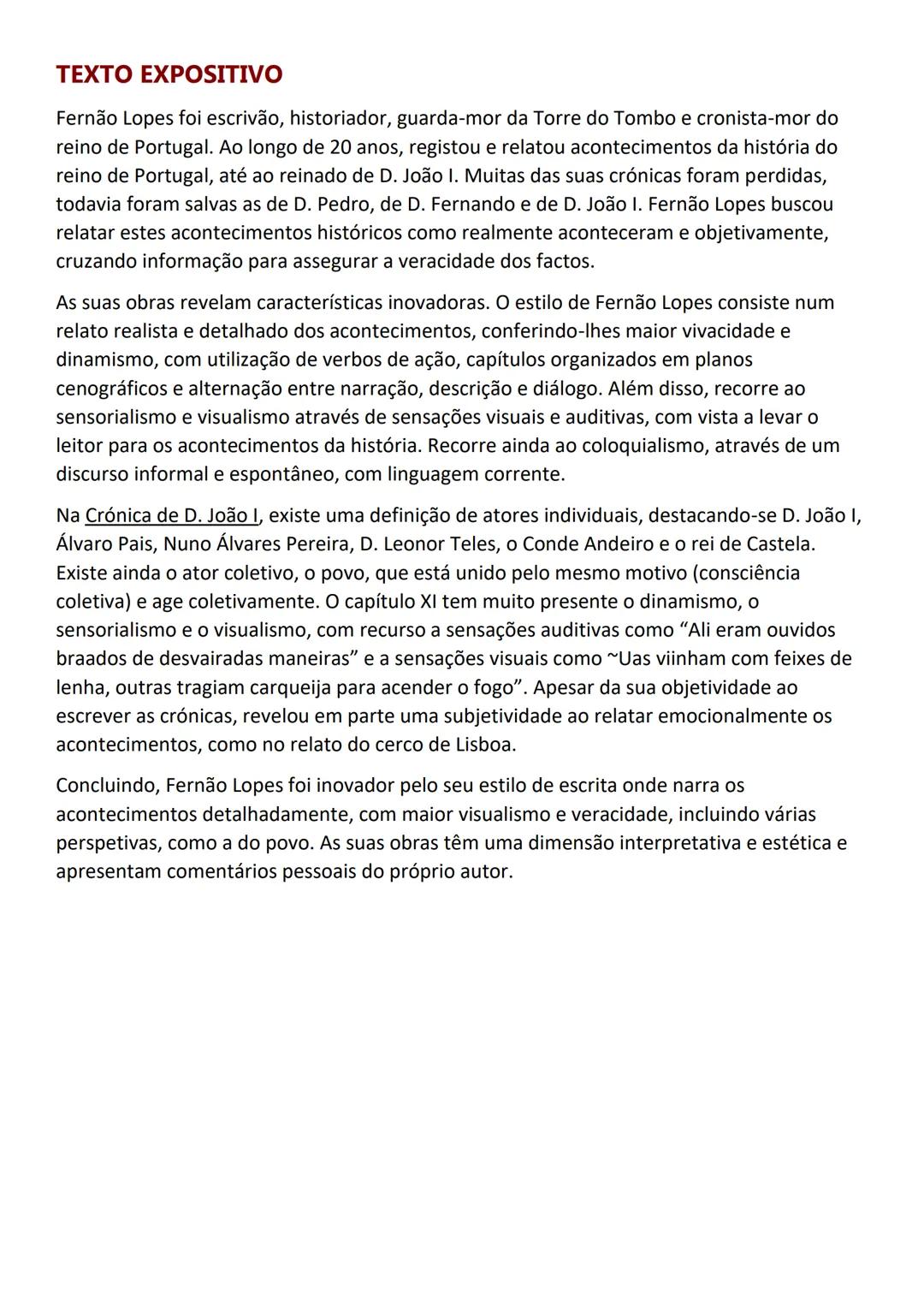# Fernão Lopes
## CRÓNICA DE D. JOÃO I
Apresenta características comuns com outras crónicas medievais, pois regista
acontecimentos históri
