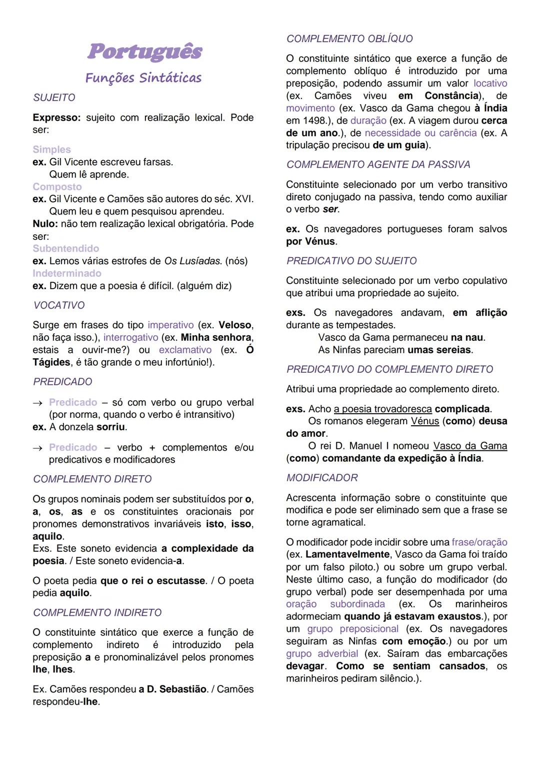 Resumo gramatica 10 ano