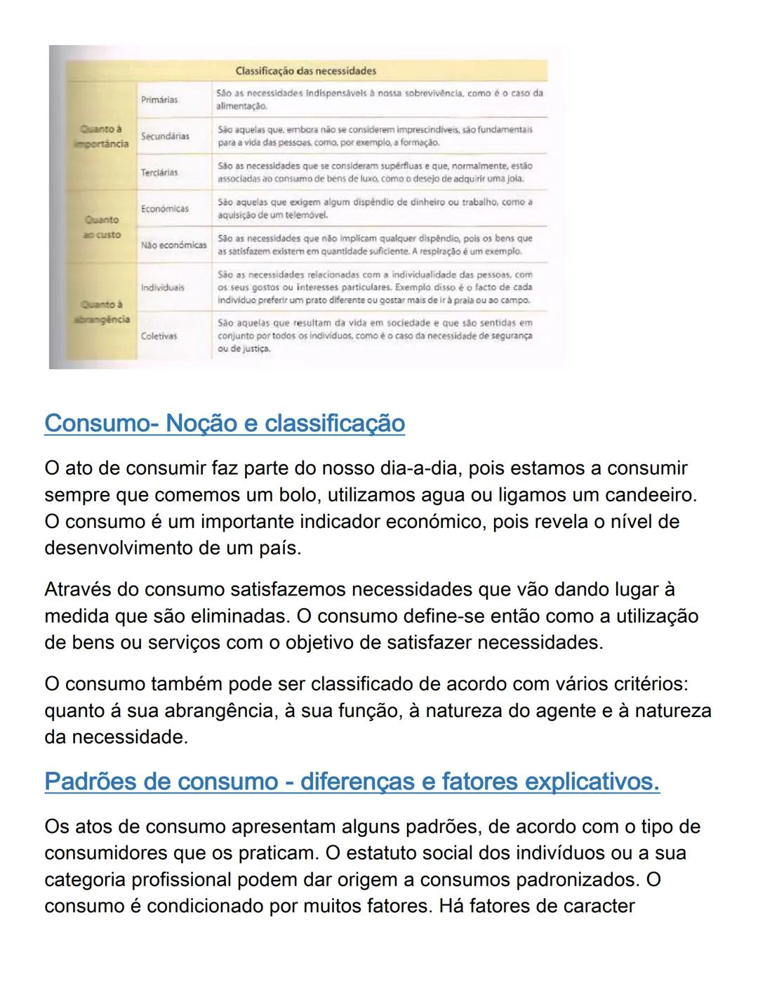 # NECESSIDADE E CONSUMO
## Necessidades- Noção e classificação
Necessidade: sentimento que ocorre sempre que somos privados de um
bem ou s