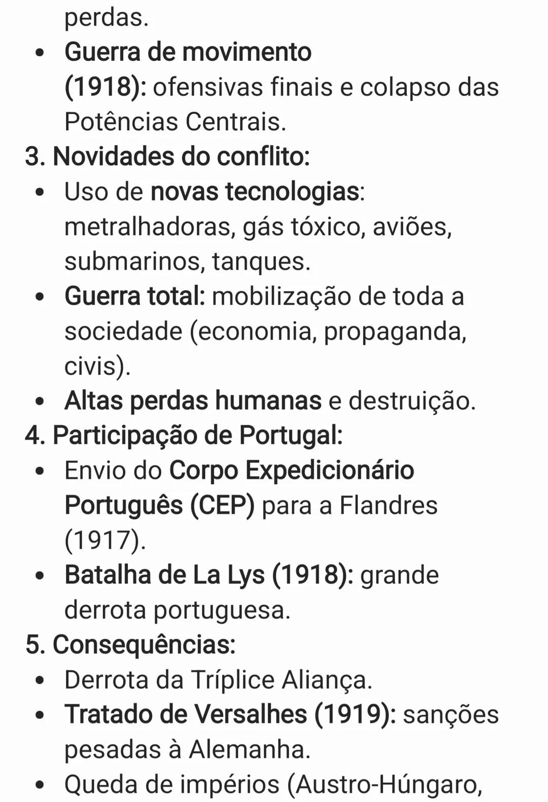 Primeira Guerra Mundial (1914-1918)
1. Causas:
• Rivalidades imperialistas (corrida aos
impérios coloniais).
• Nacionalismos
exacerbados (es