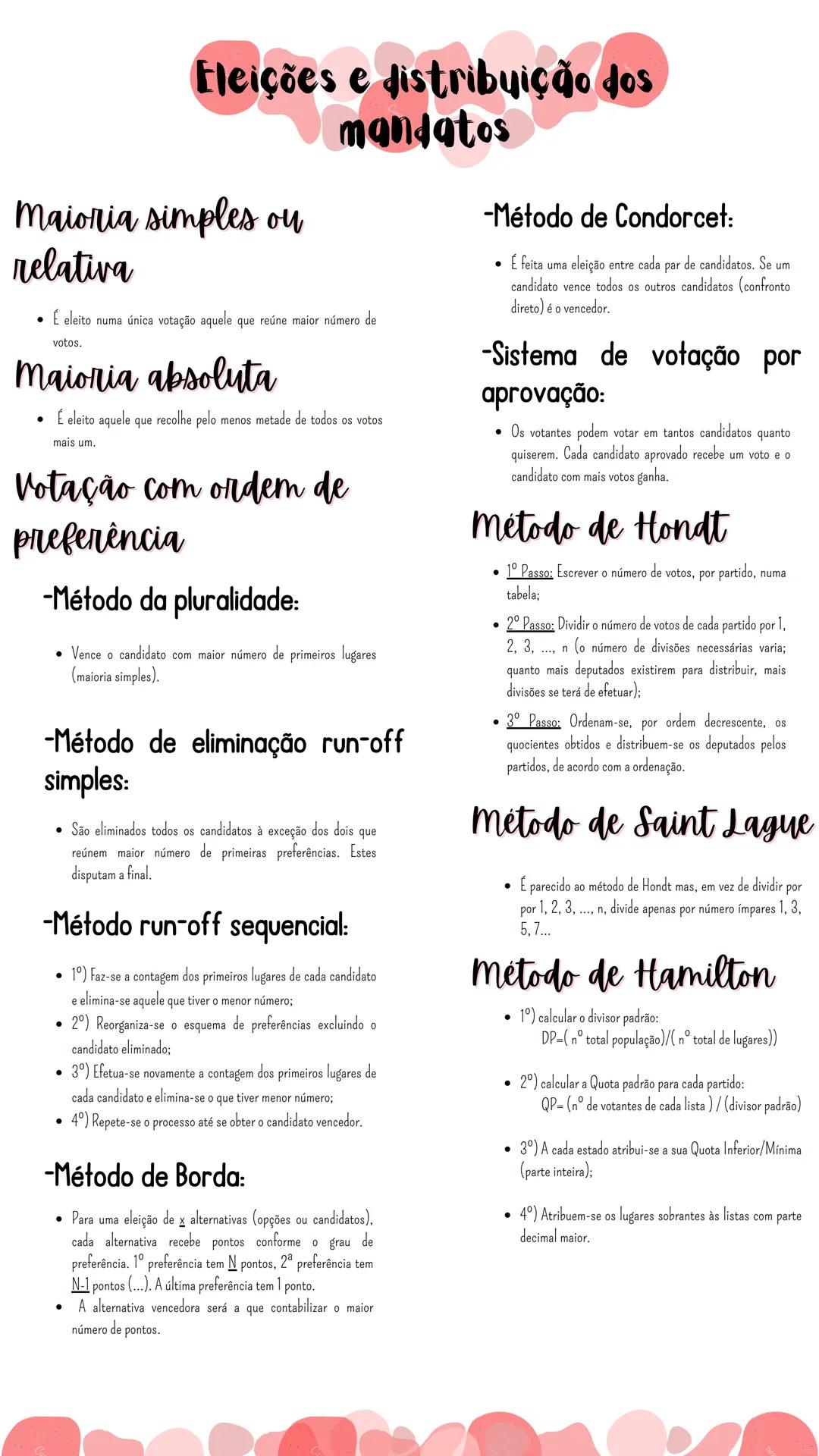 # Eleições e distribuição dos
mandatos
## Maioria simples ou
relativa
* É eleito numa única votação aquele que reúne maior número de
vot