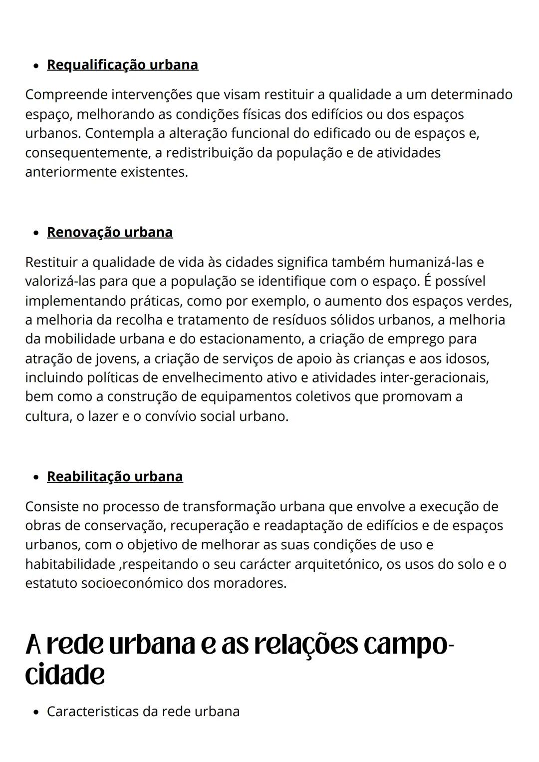 # Resumo Geografia
* Problemas urbanos
* A rede urbana e as relações campo-cidade
## Problemas urbanos
A crescente concentração de po